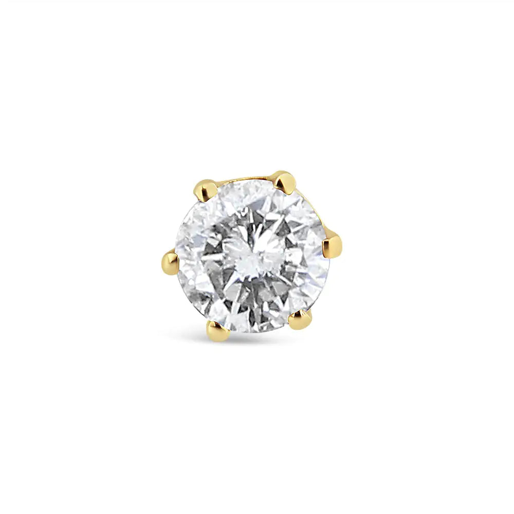 Style Loft Collection Single Solitaire 14K Yellow Gold Diamond 6-Prong Stud Earring (3/8 cttw, I-J Color, I2-I3 Clarity)