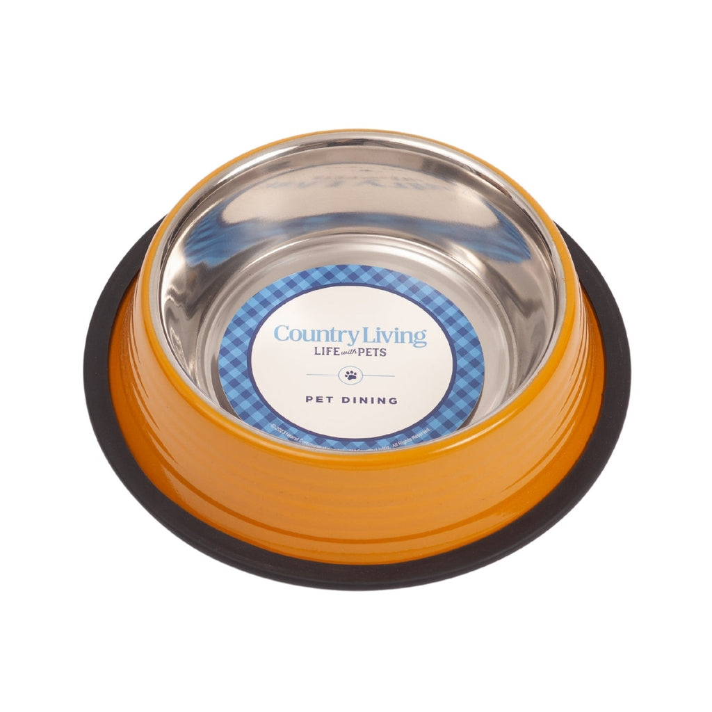 Country Living Set of 2 Ribbed Non-Slip Pet Bowls – Golden Yellow