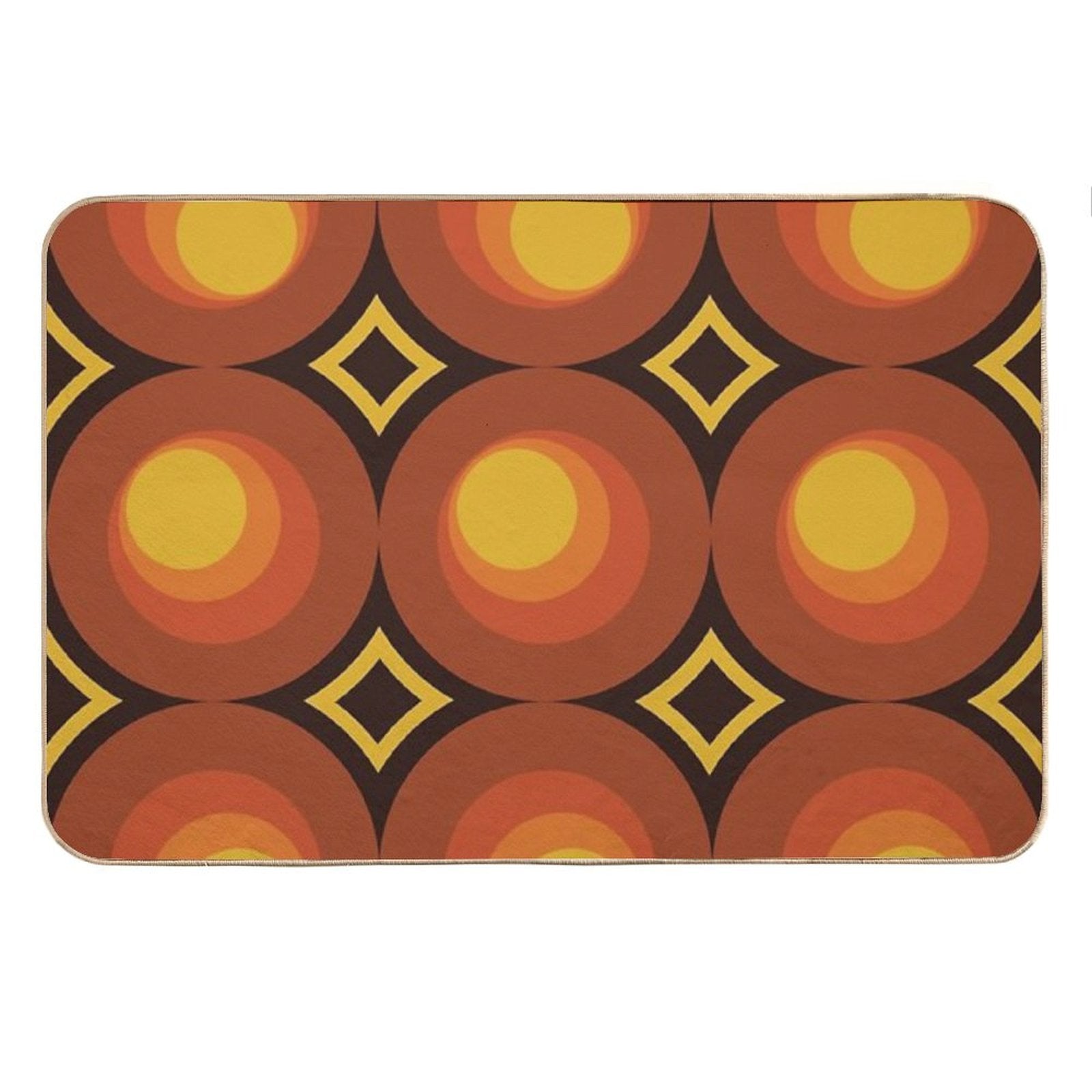 1970s Orange Mid-Century Modern Circle 2 Bath Mat