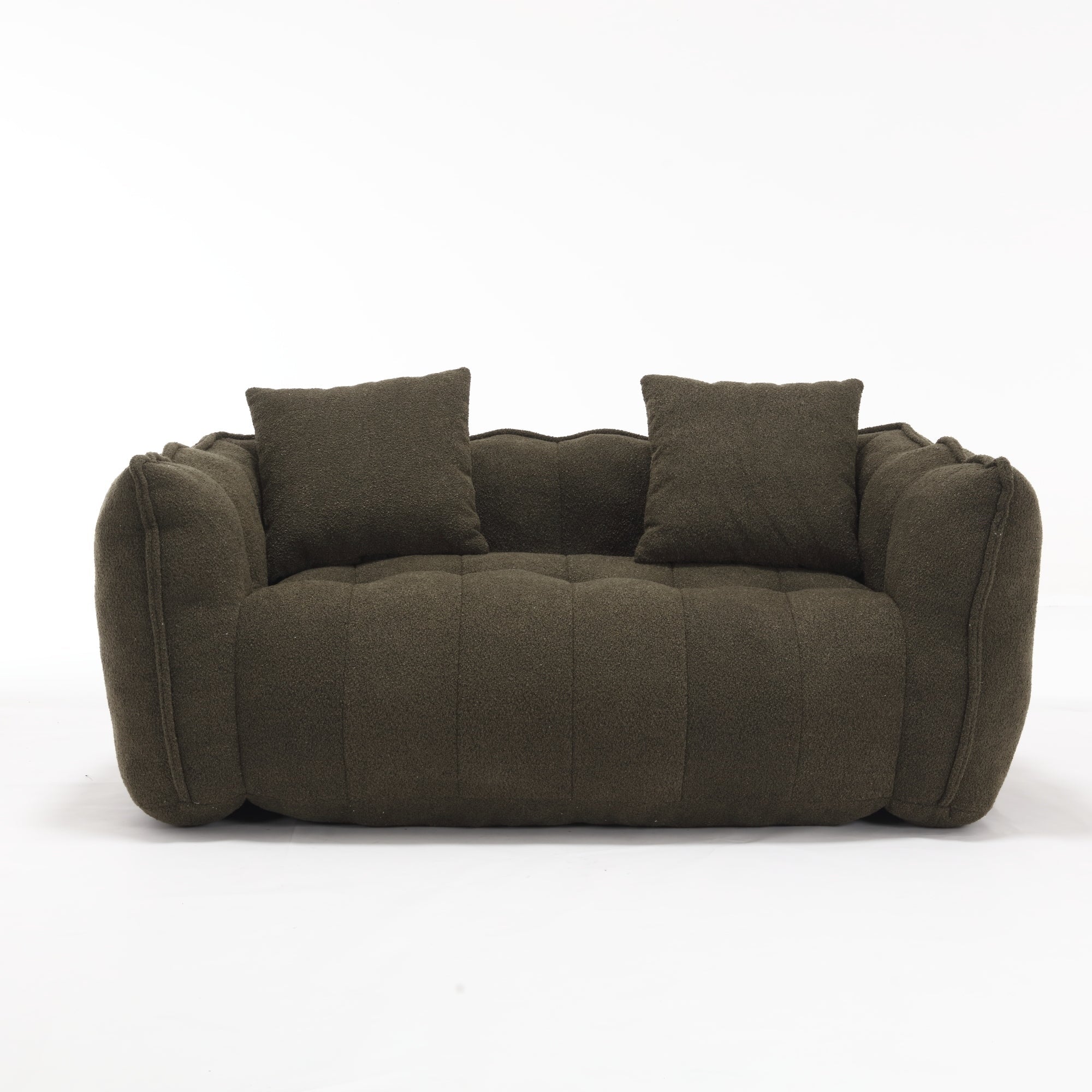 Cozy Beanbag Chair with High Resilience Foam Core for Two - Olive Green Chenille, 66x35x25 inches