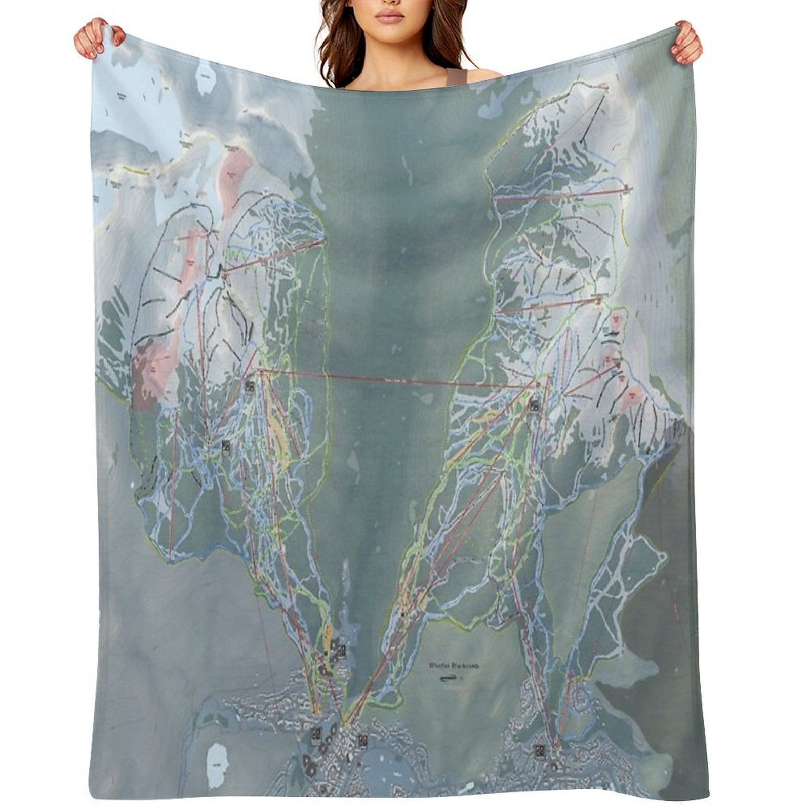 Whistler Blackcomb Resort Trail Map Throw Blanket