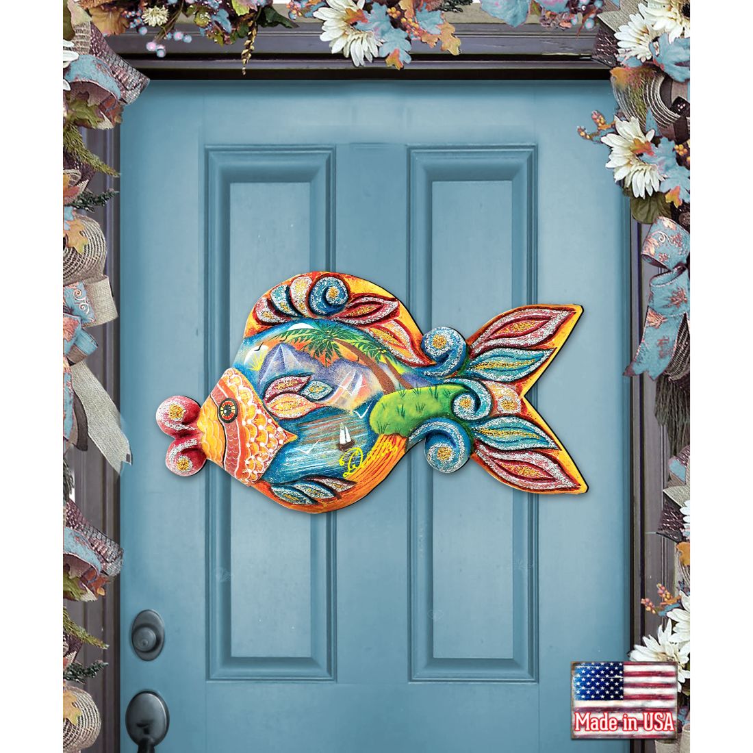 Paradise Fish Beach House Door Decor by G. DeBrekht - Coastal Holiday Decor - 8126161H