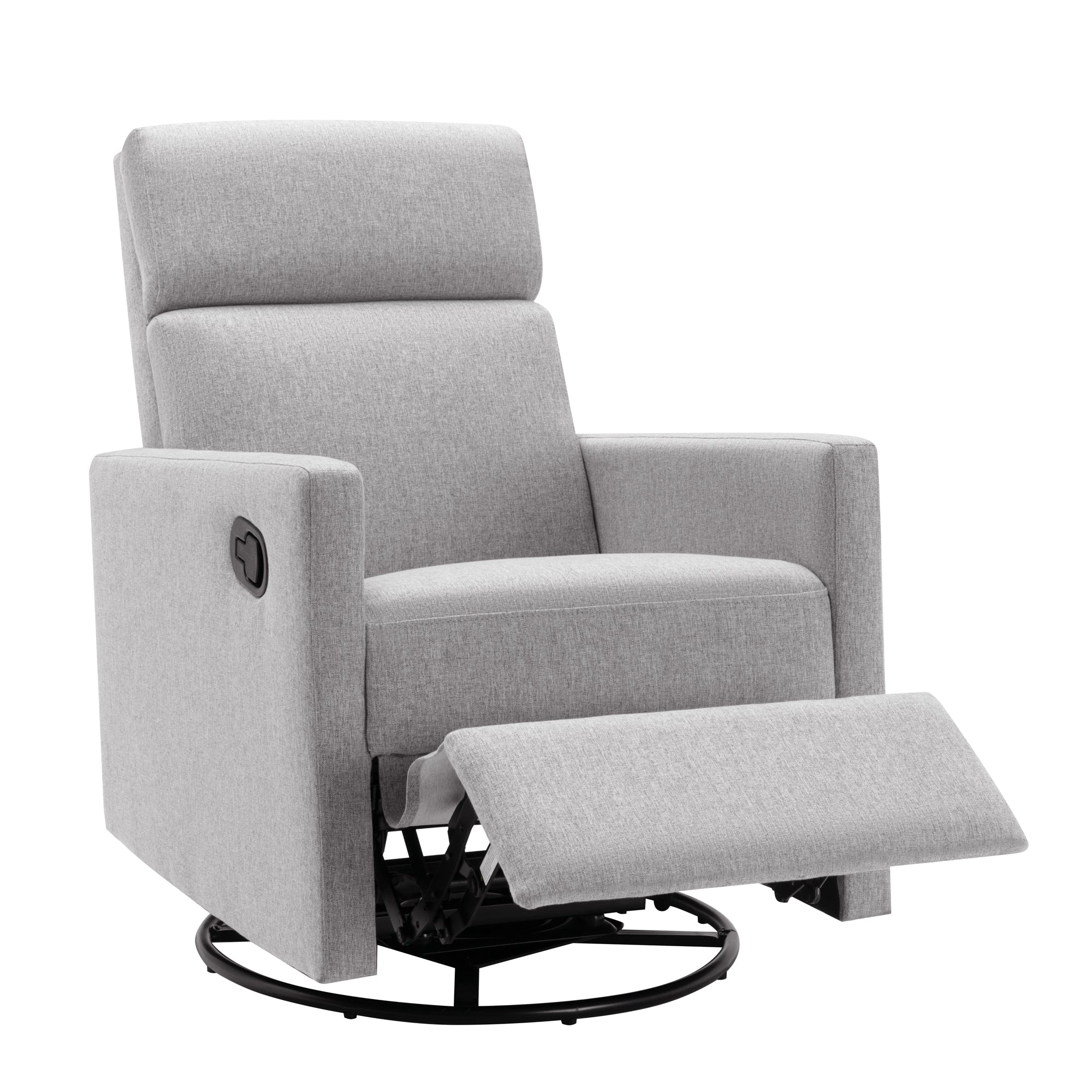 Modern Upholstered Rocker Nursery Chair Plush Seating Glider Swivel Recliner Chair, Gray Linen