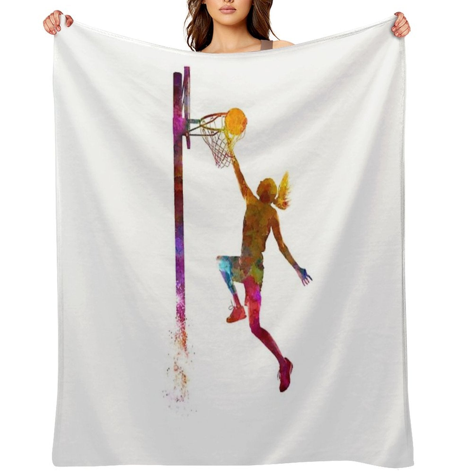Young Woman Basketball Player 04 Throw Blanket