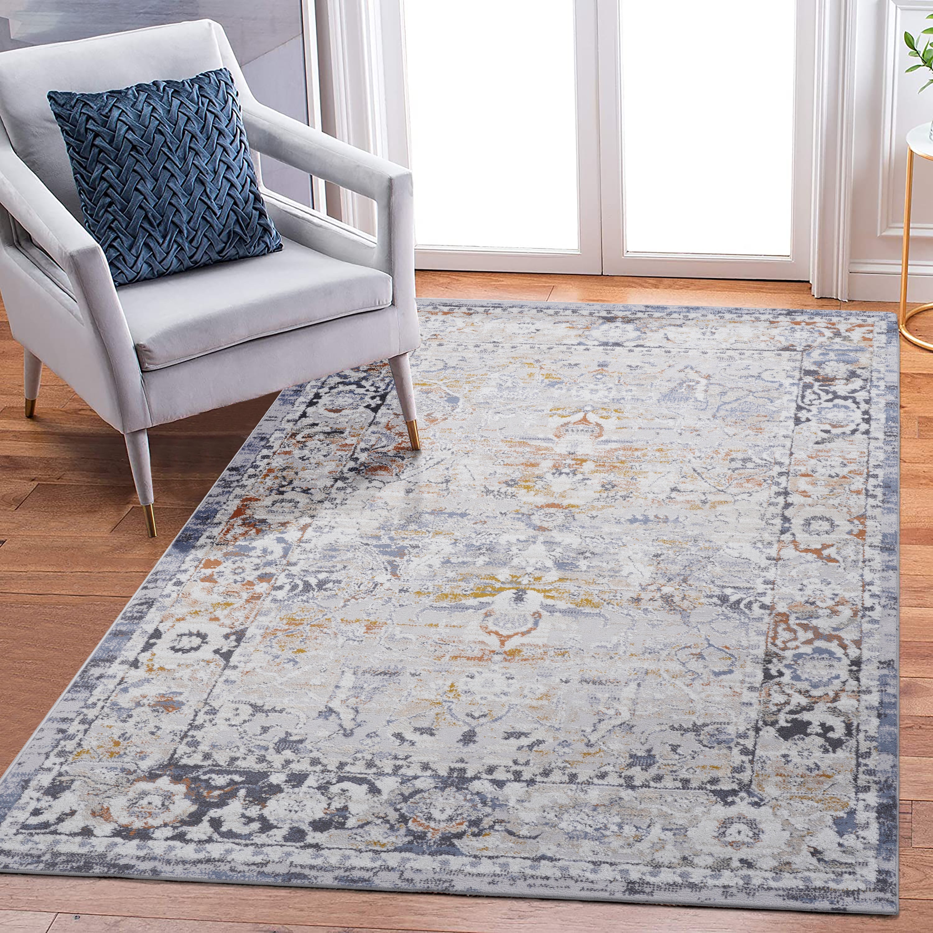 NAAR PAYAS Collection 8X10 Ivory / Grey / Traditional Area Rug