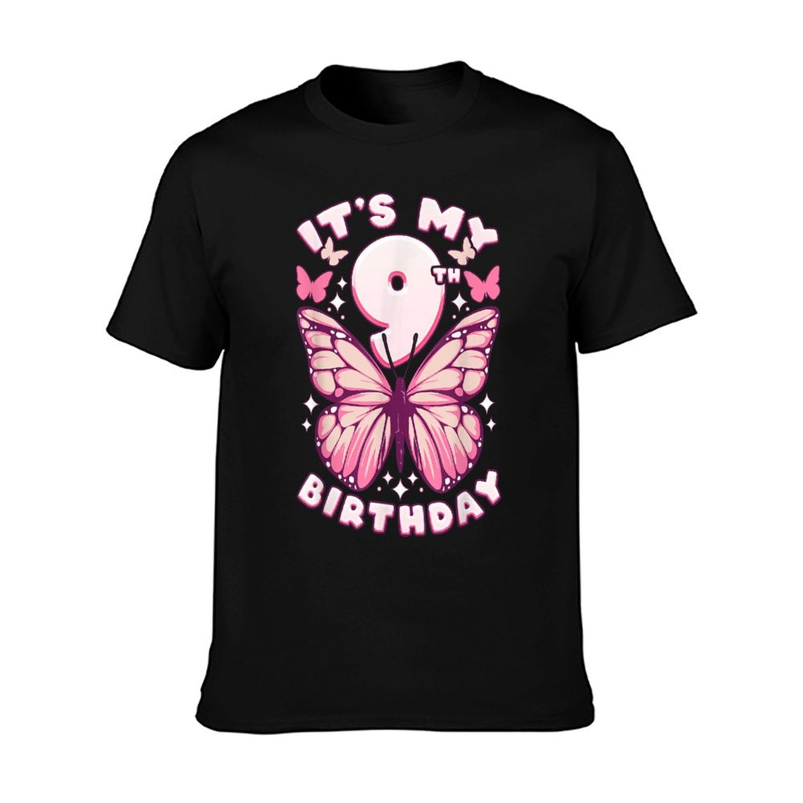 9th Birthday, Girl 9 Years, Butterflies And Number 9 T-Shirt