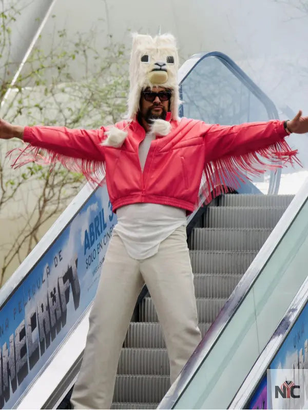 A Minecraft Movie Jason Momoa Pink Bomber Jacket