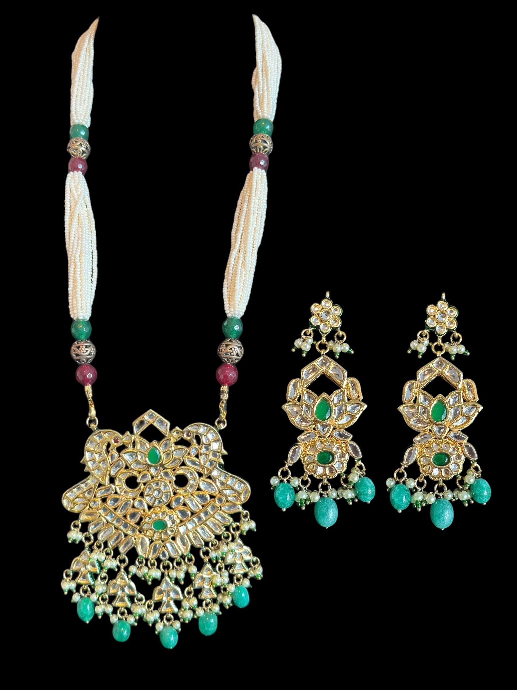 PS539 chethana kundan mala set with earrings ( READY TO SHIP )t