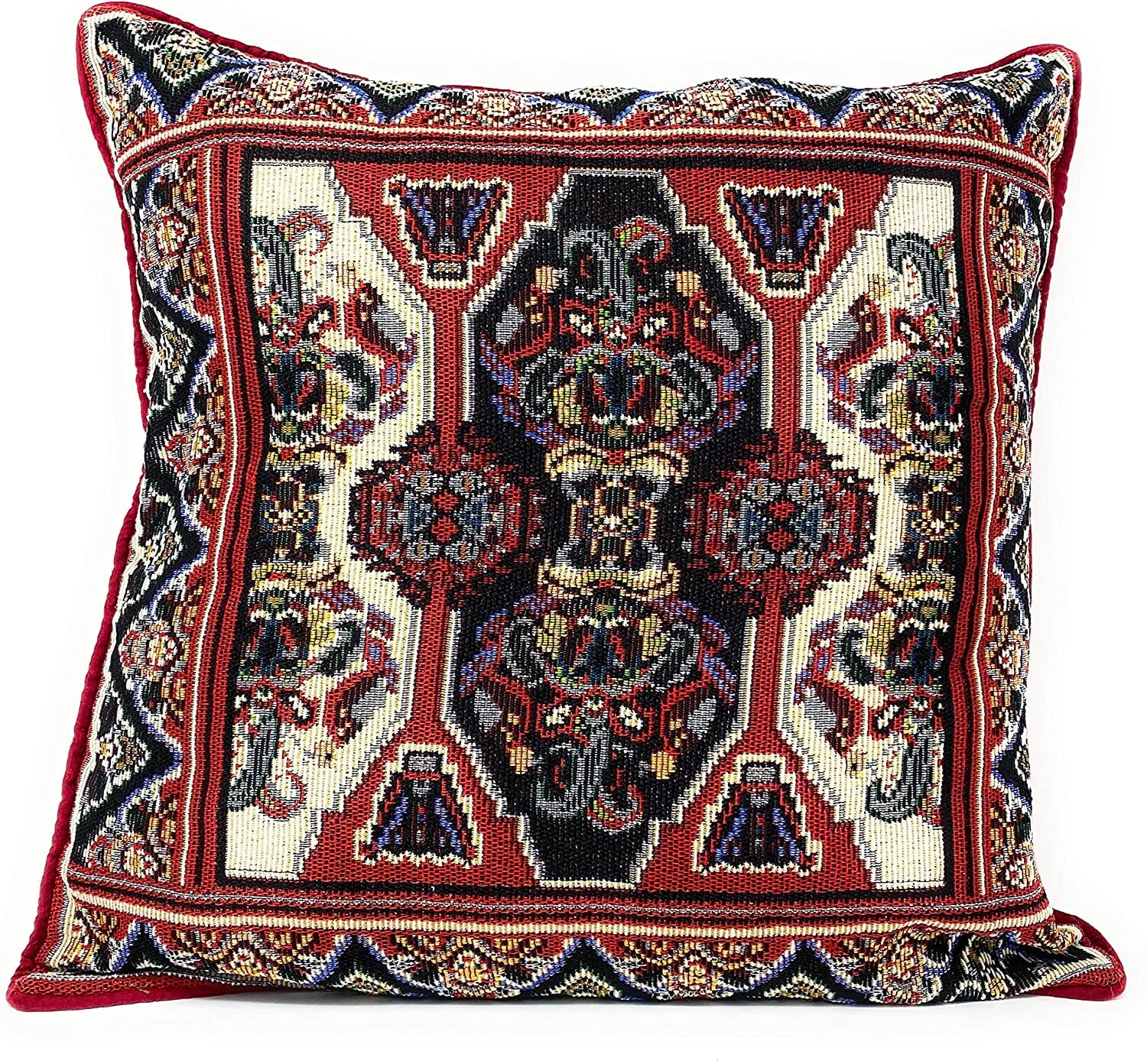 DaDalogy Elegant Majestic Kilim Red Rug Ornate Tapestry Throw Pillow Covers 16&amp;quot; x 16&amp;quot; (18195)