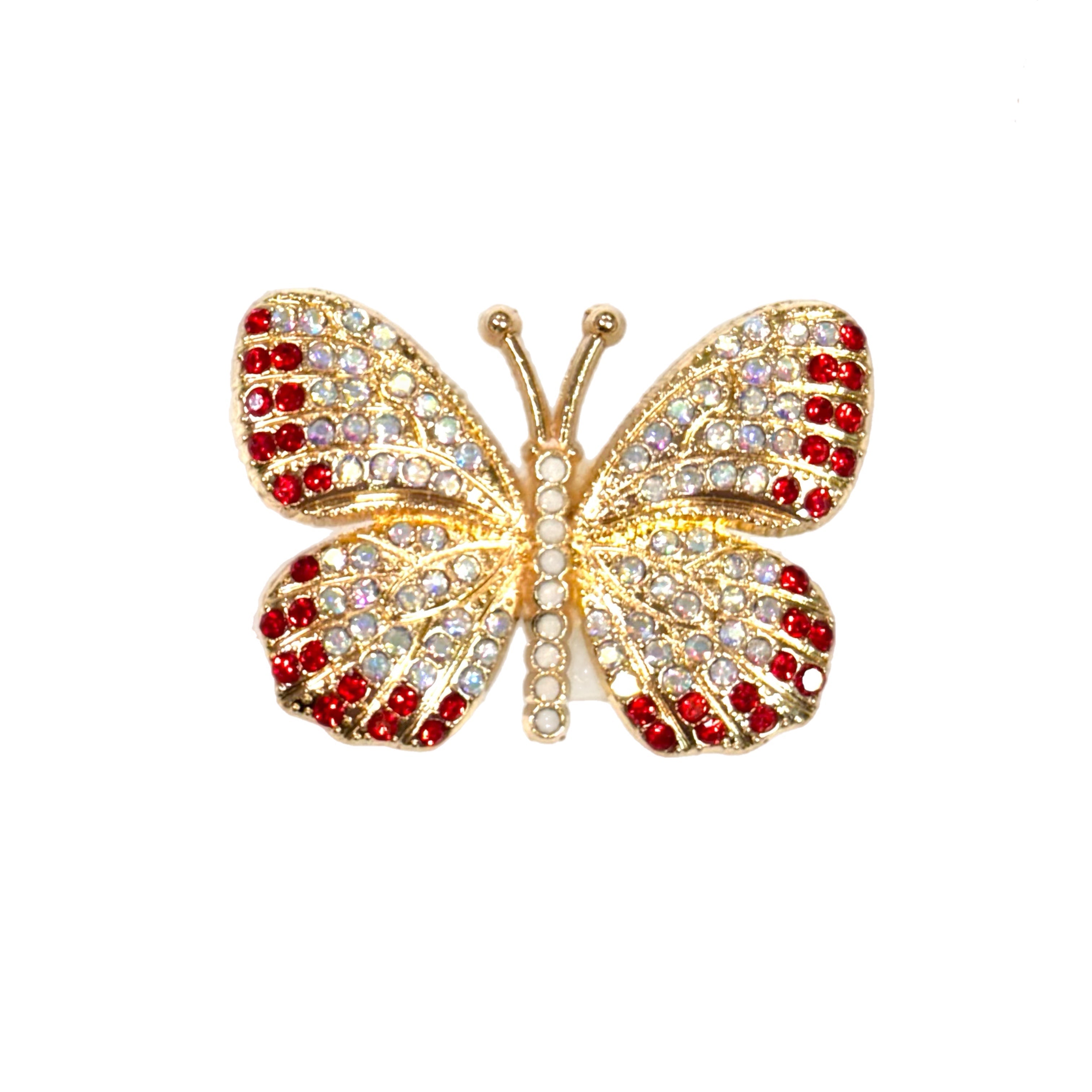 RED BLING BUTTERFLY DELUXE METAL STRAW TOPPER