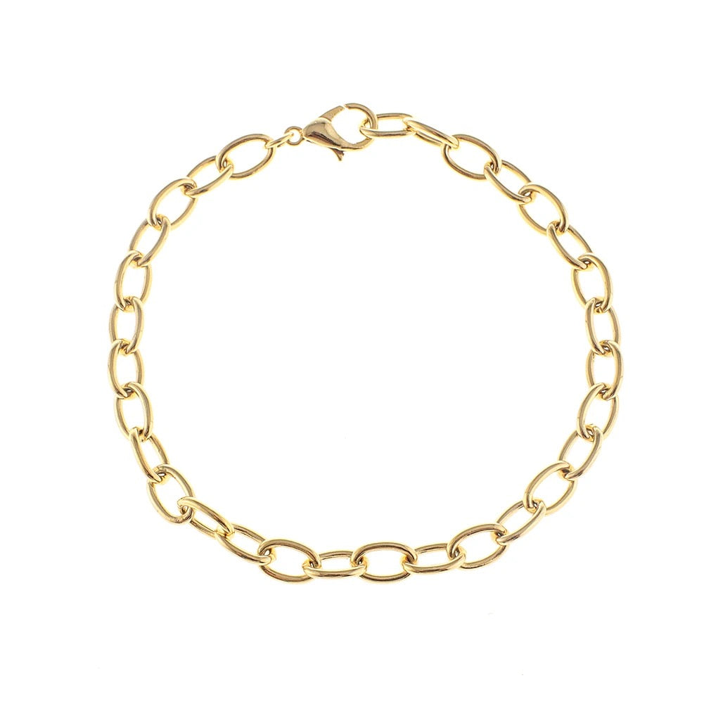 Charm Bar Bracelets - Cable Link 18k Gold Plated