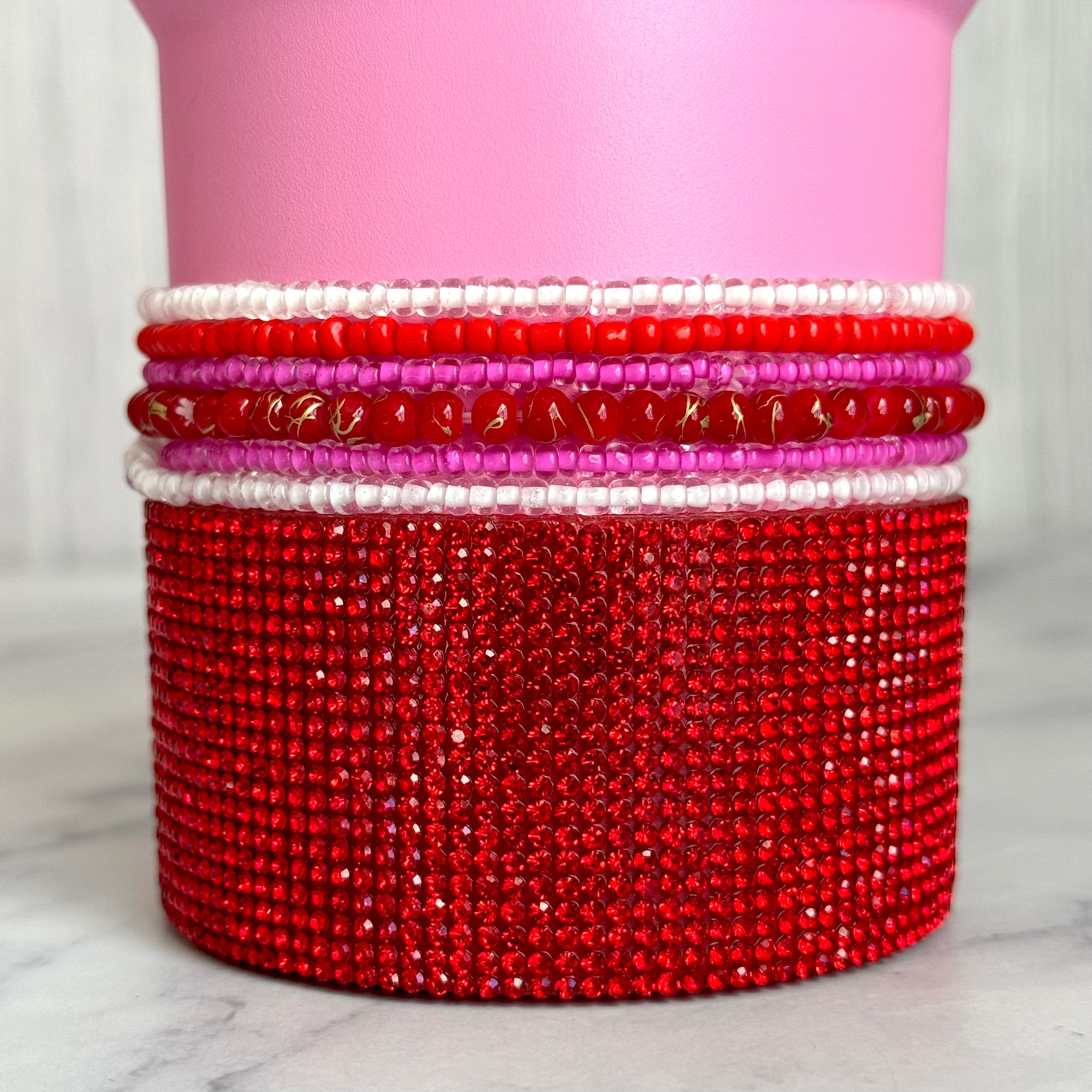 Pink &amp;amp; Red Tumbler Bracelet Stack -fits 30-40oz