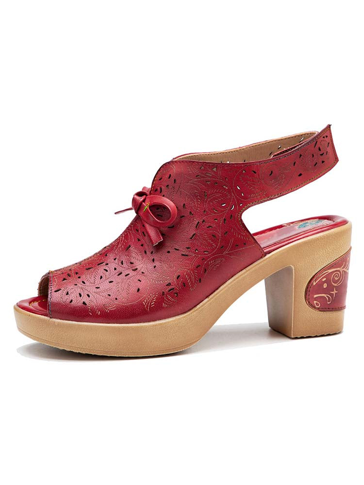 Vintage Handmade Fish Mouth Hollow Sandals