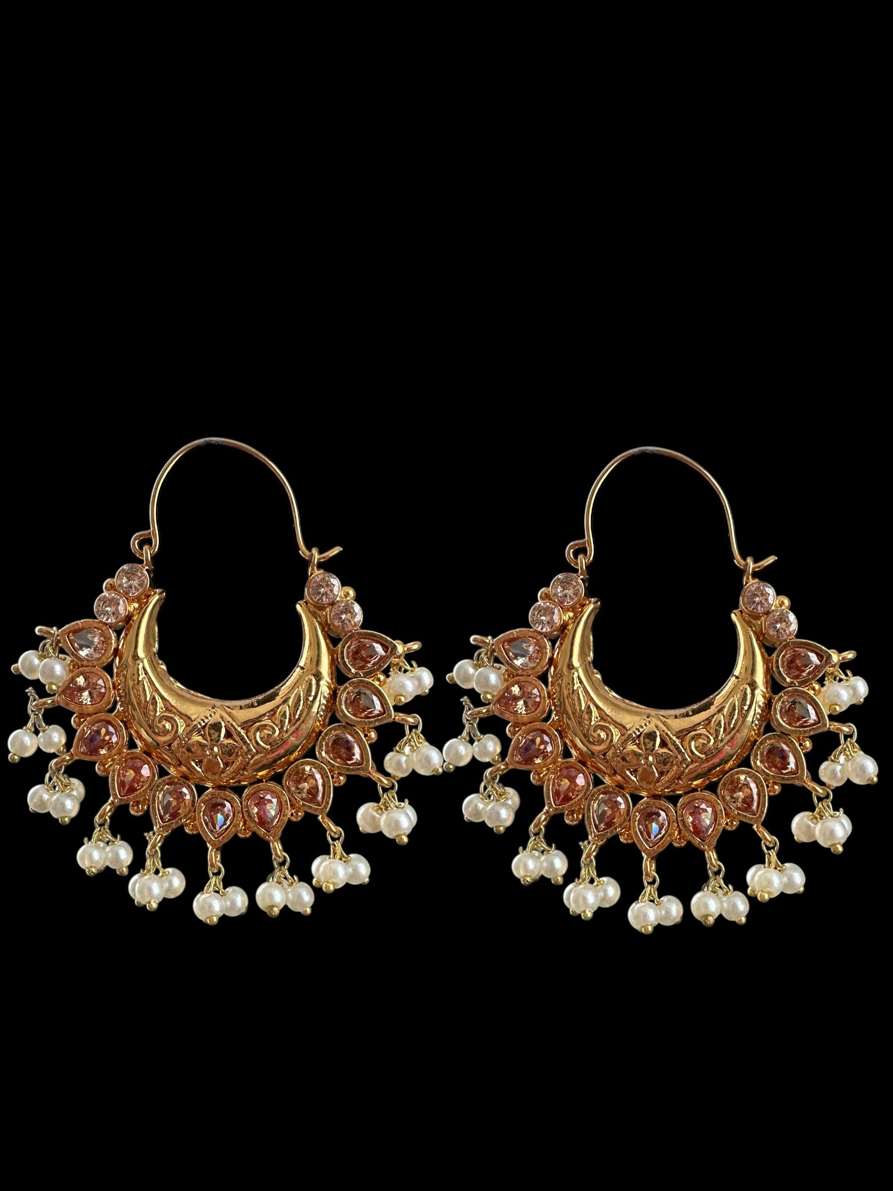 DER739 Chandbali earrings - hoop style ( medium sized ) ( READY TO SHIP )