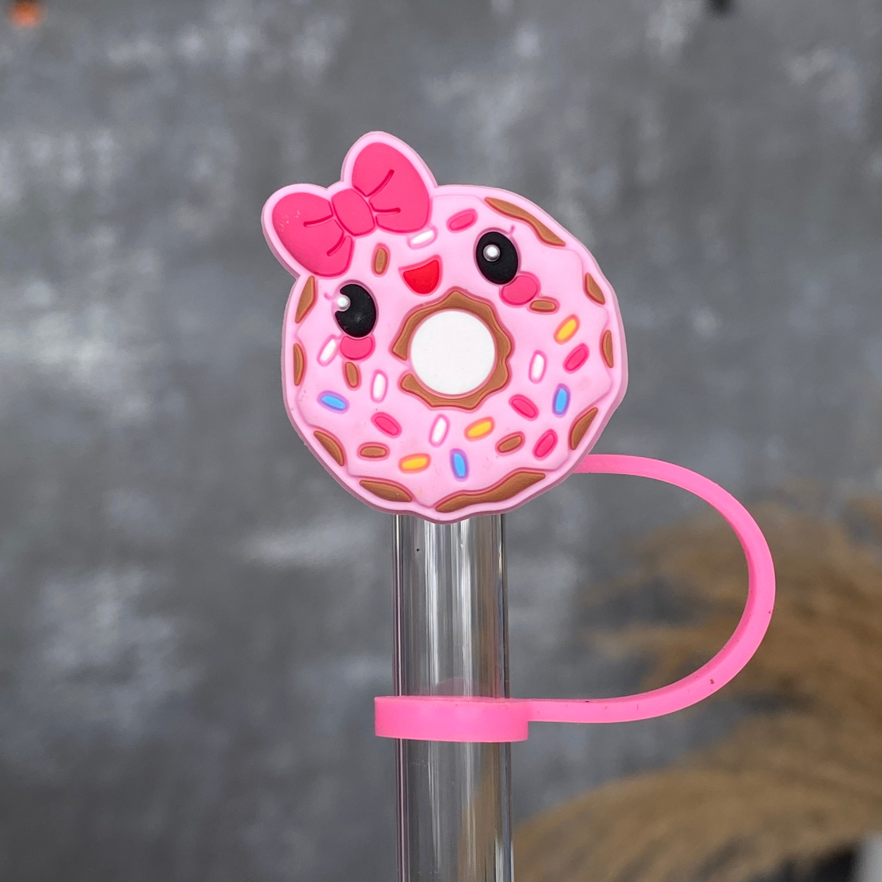 DONUT STRAW TOPPER- PINK