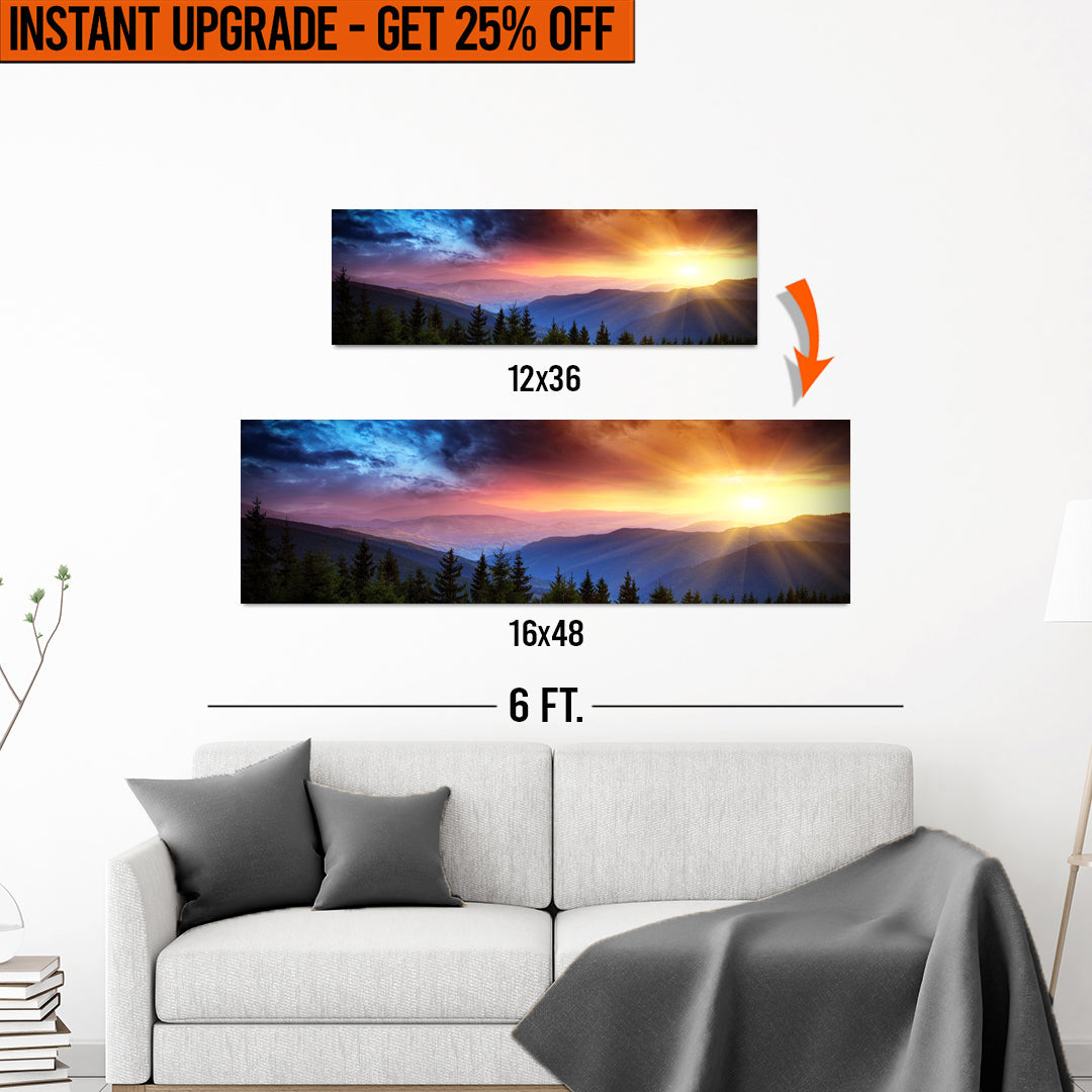 Upgrade Your 12x36 Inches &amp;#39;Purple And Sunrise&amp;#39; (Style 1) Canvas To 16x48 Inches
