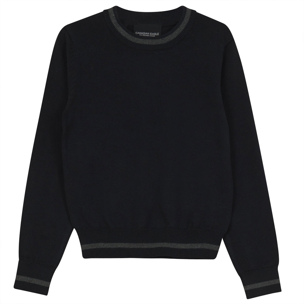 Basic Grey Detail Crewneck Sweater
