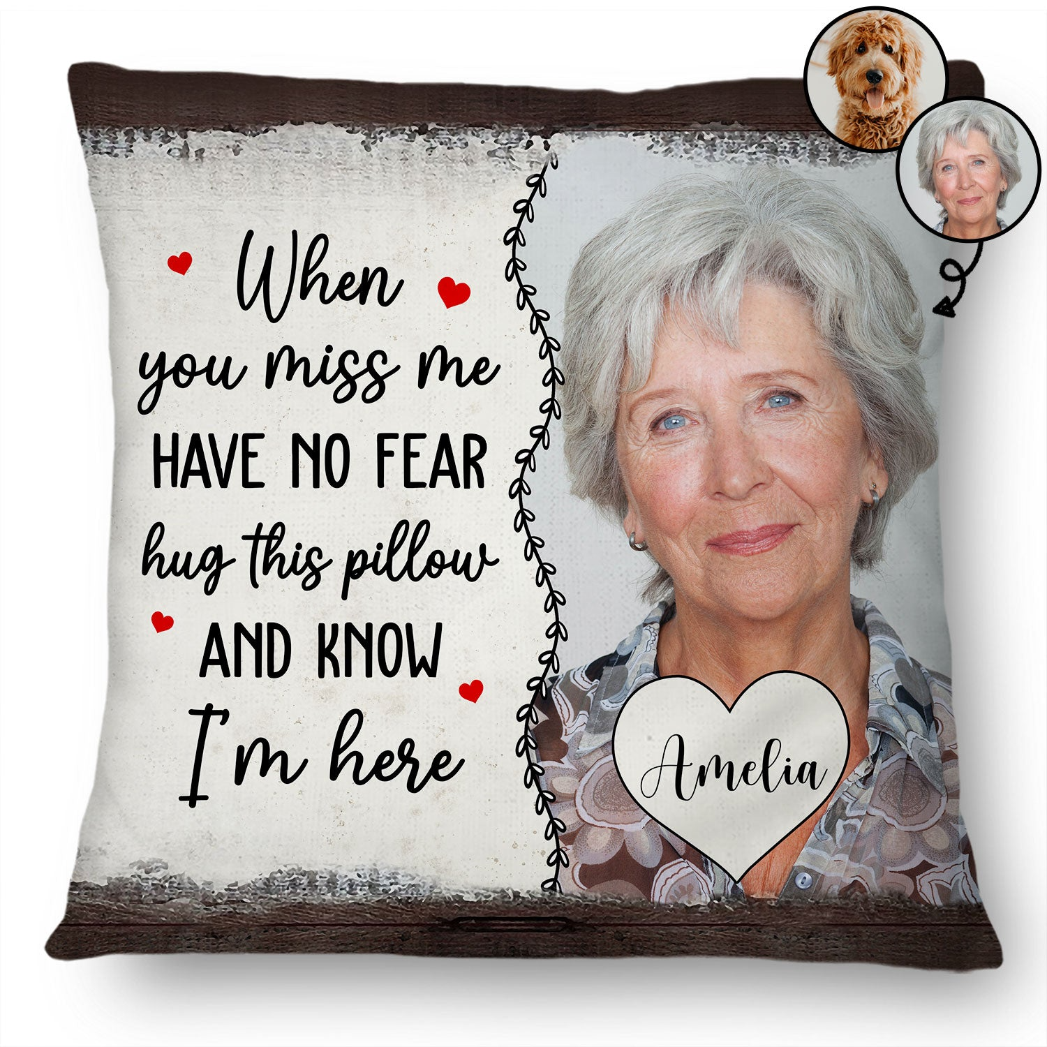 Custom Photo Have No Fear Hug This Pillow - Personalized Custom Pillow - Memorial Gift For Family, Siblings, Friends, Dog Lovers, Cat Lovers