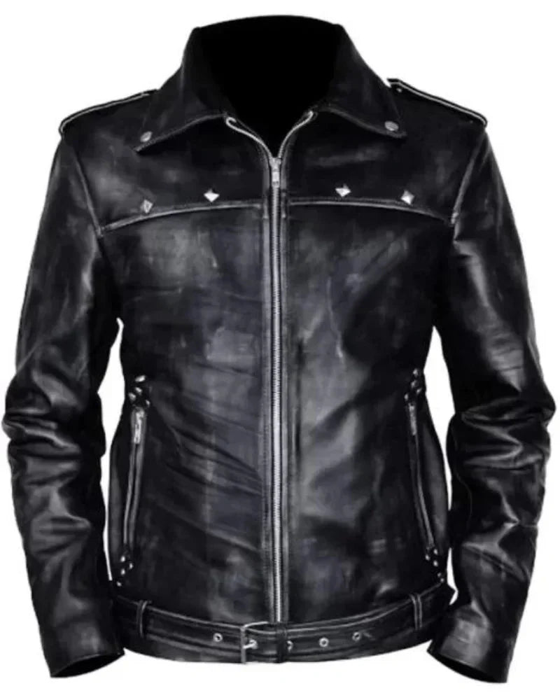 Aaron Paul A Long Way Down Leather Black Jacket