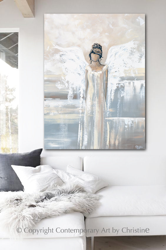 "Bringing Peace and Love" GICLEE PRINT Abstract Angel Painting Elegant Guardian Angel
