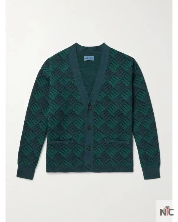 Access Hollywood Nick Offerman Green &amp;amp; Blue Printed Cardigan