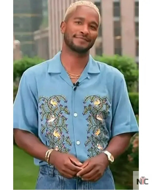 Access Hollywood Scott Evans Blue Floral Shirt