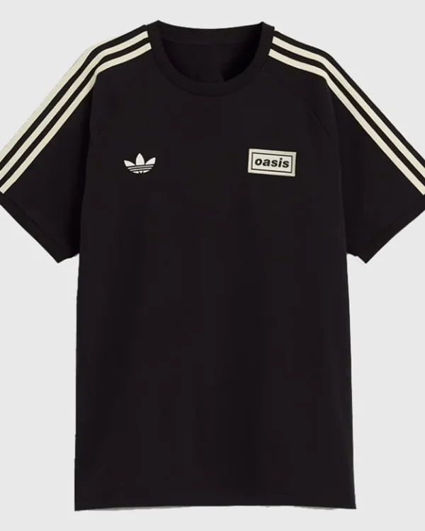 Adidas X Oasis Tour 3 Stripes Black T-Shirt