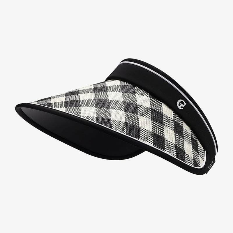 Trendsi Adjustable Plaid Sun Hat Black One Size Natural Grass