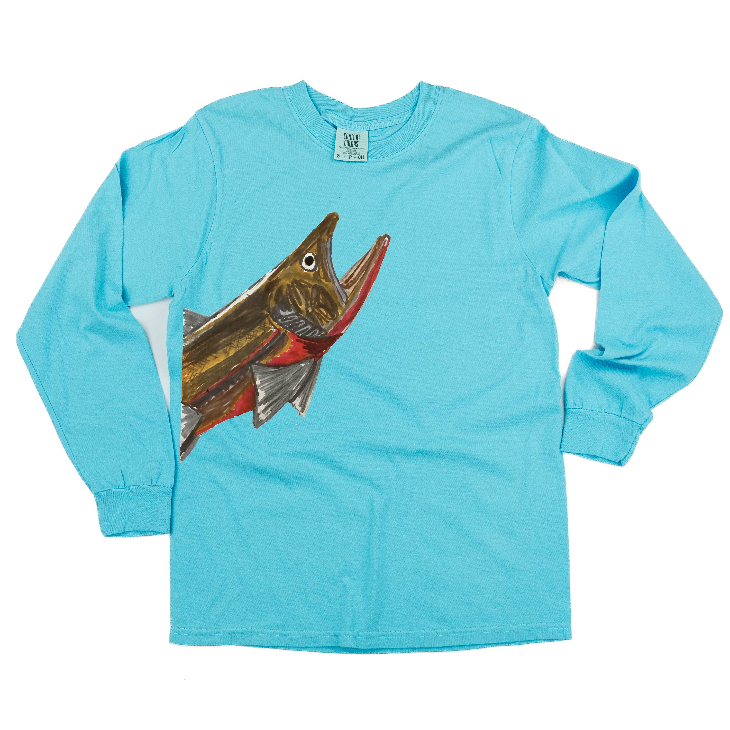 Cutthroat Trout - Hand Drawn - Long Sleeve Comfort Colors Tee
