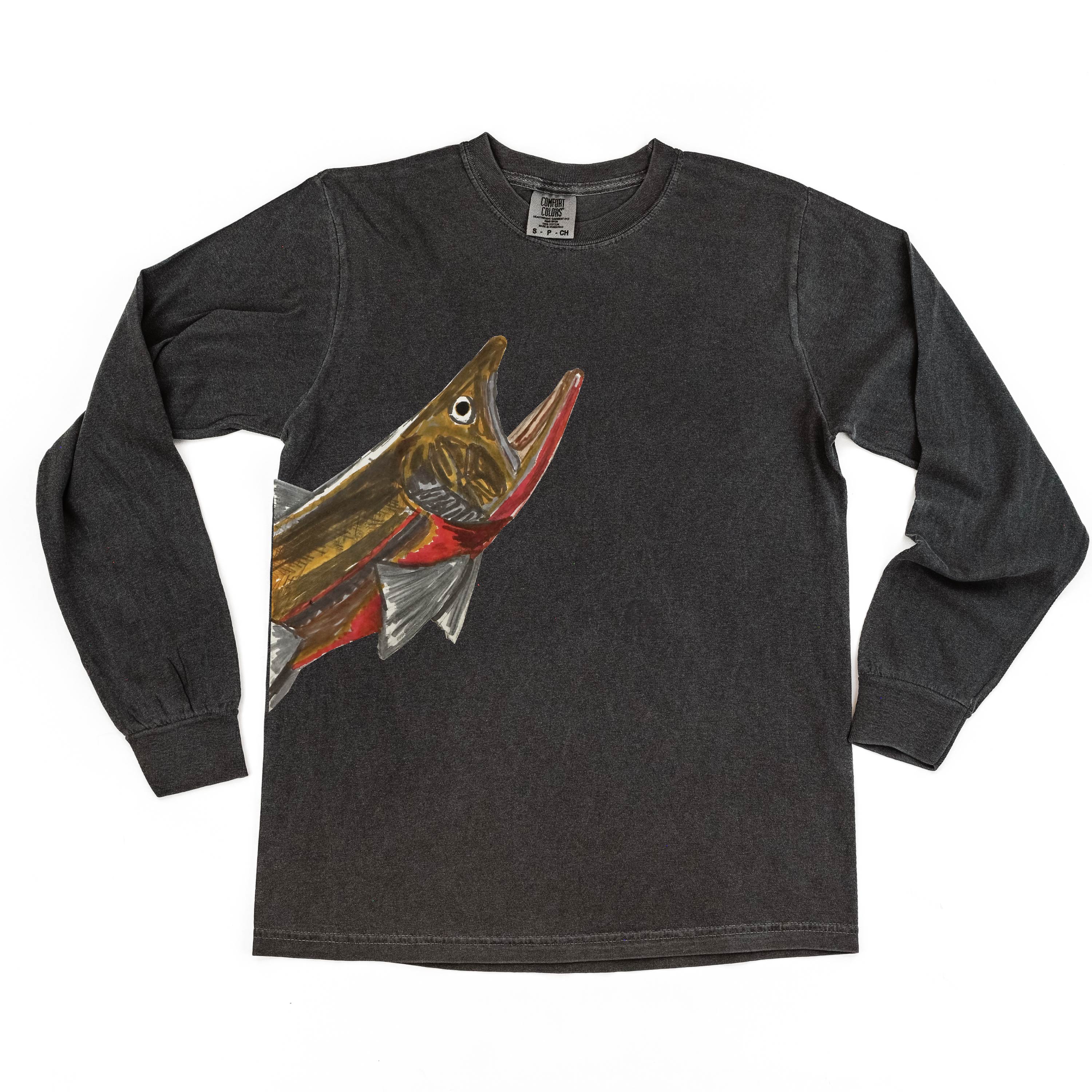 Cutthroat Trout - Hand Drawn - Long Sleeve Comfort Colors Tee