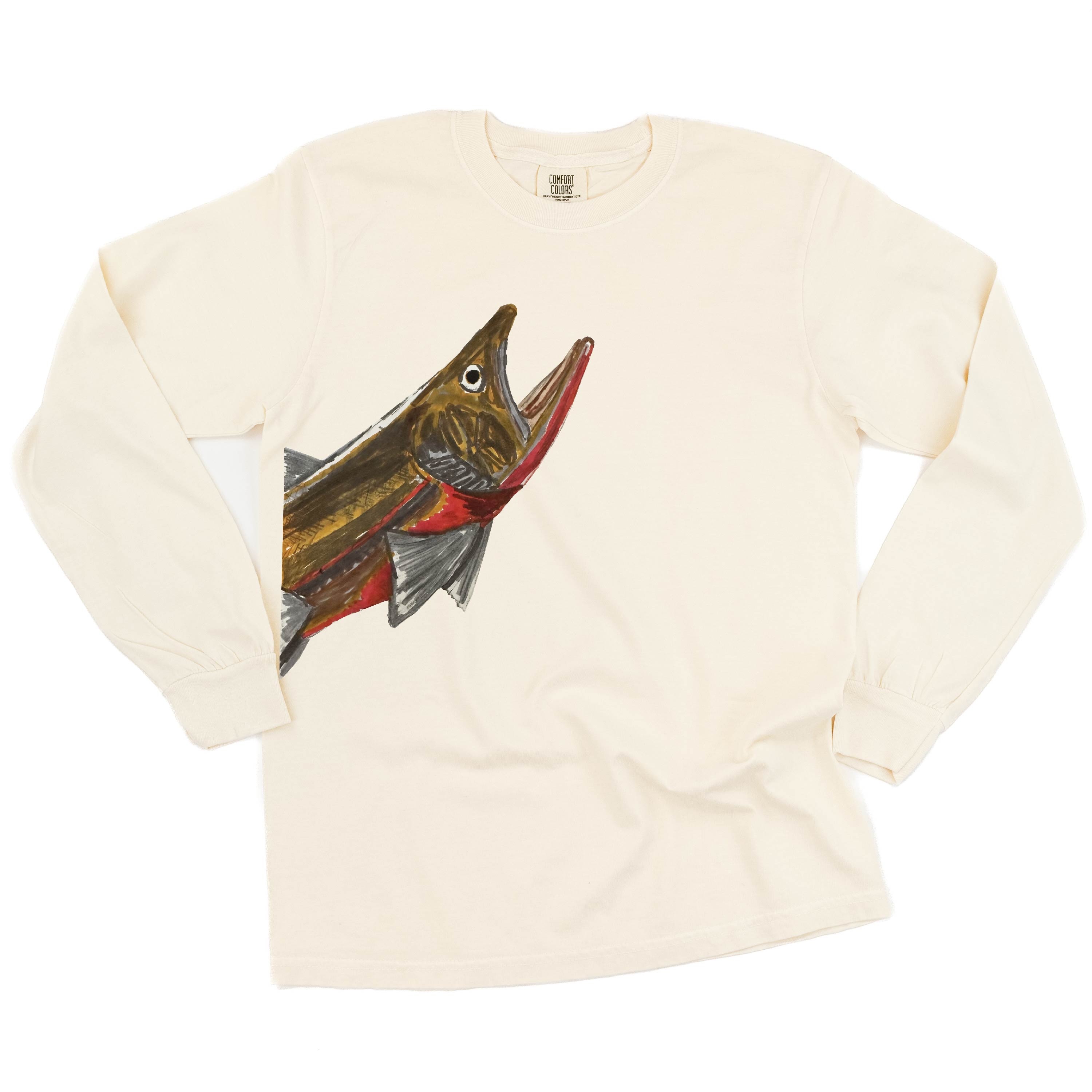 Cutthroat Trout - Hand Drawn - Long Sleeve Comfort Colors Tee