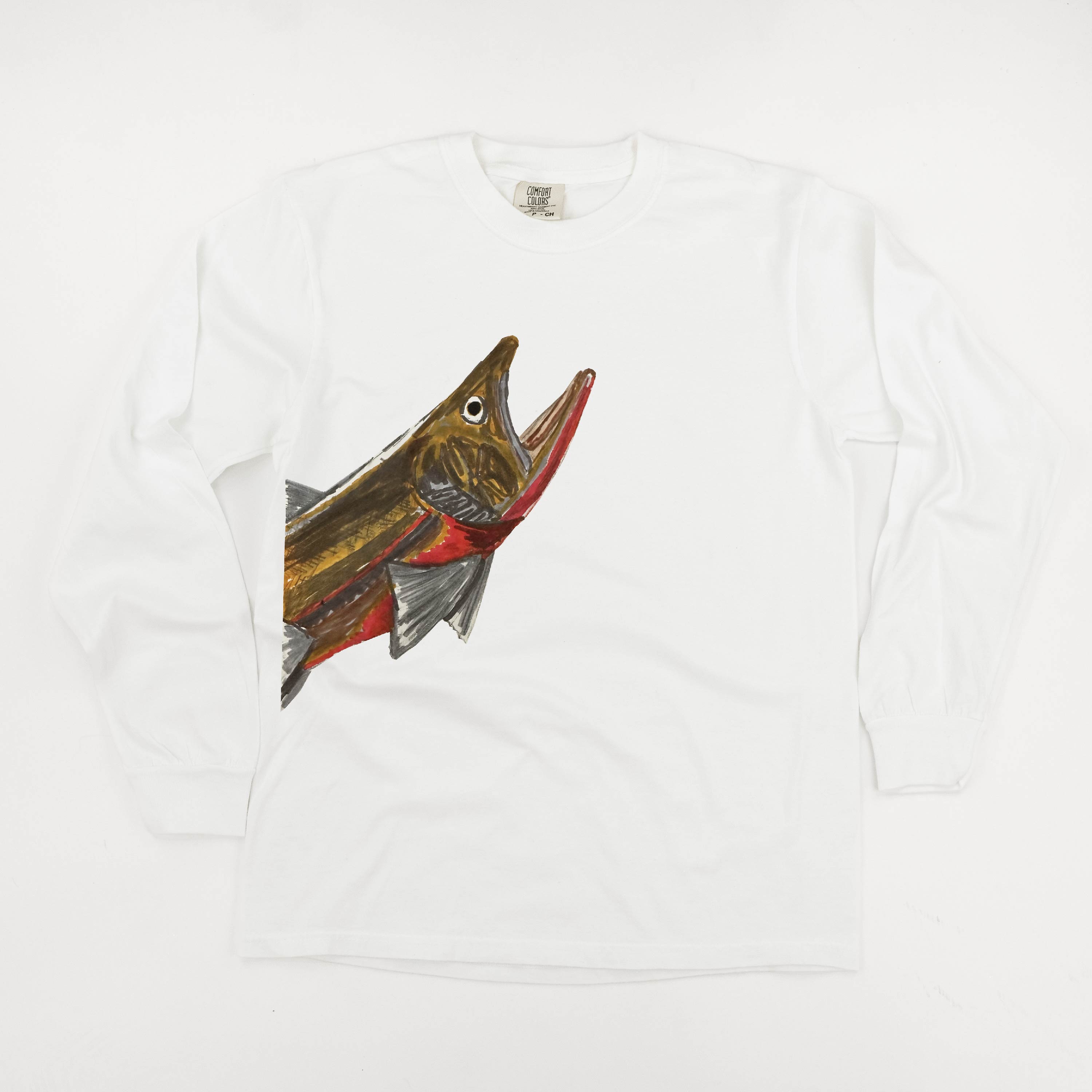 Cutthroat Trout - Hand Drawn - Long Sleeve Comfort Colors Tee