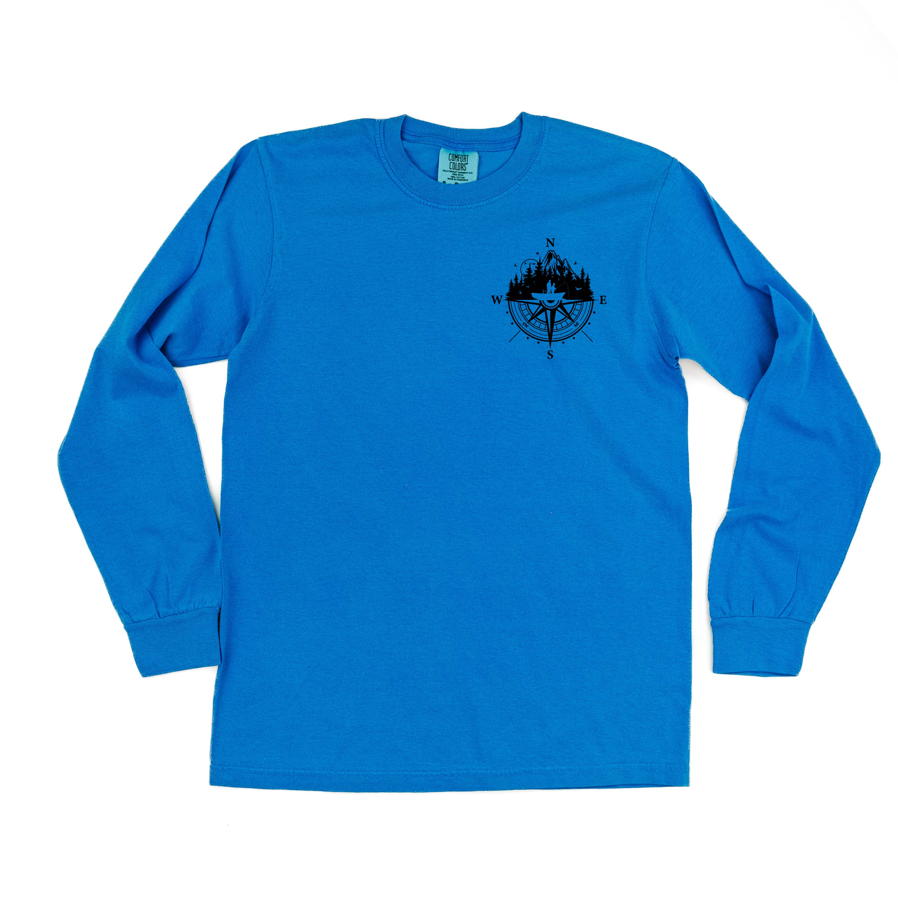 Fishing Compass - Fishing Scene (pf&amp;b) - Long Sleeve Comfort Colors Tee