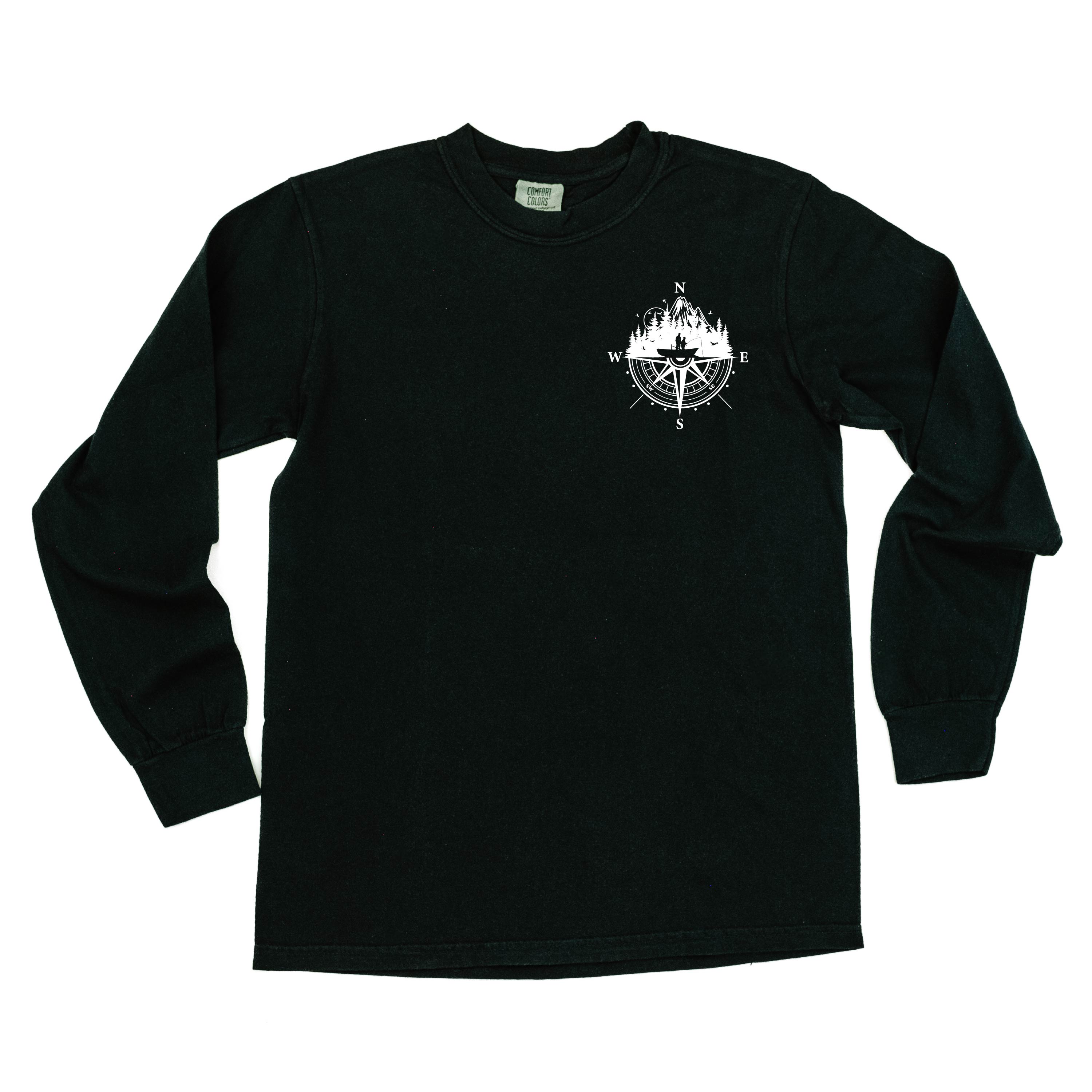 Fishing Compass - Fishing Scene (pf&amp;b) - Long Sleeve Comfort Colors Tee