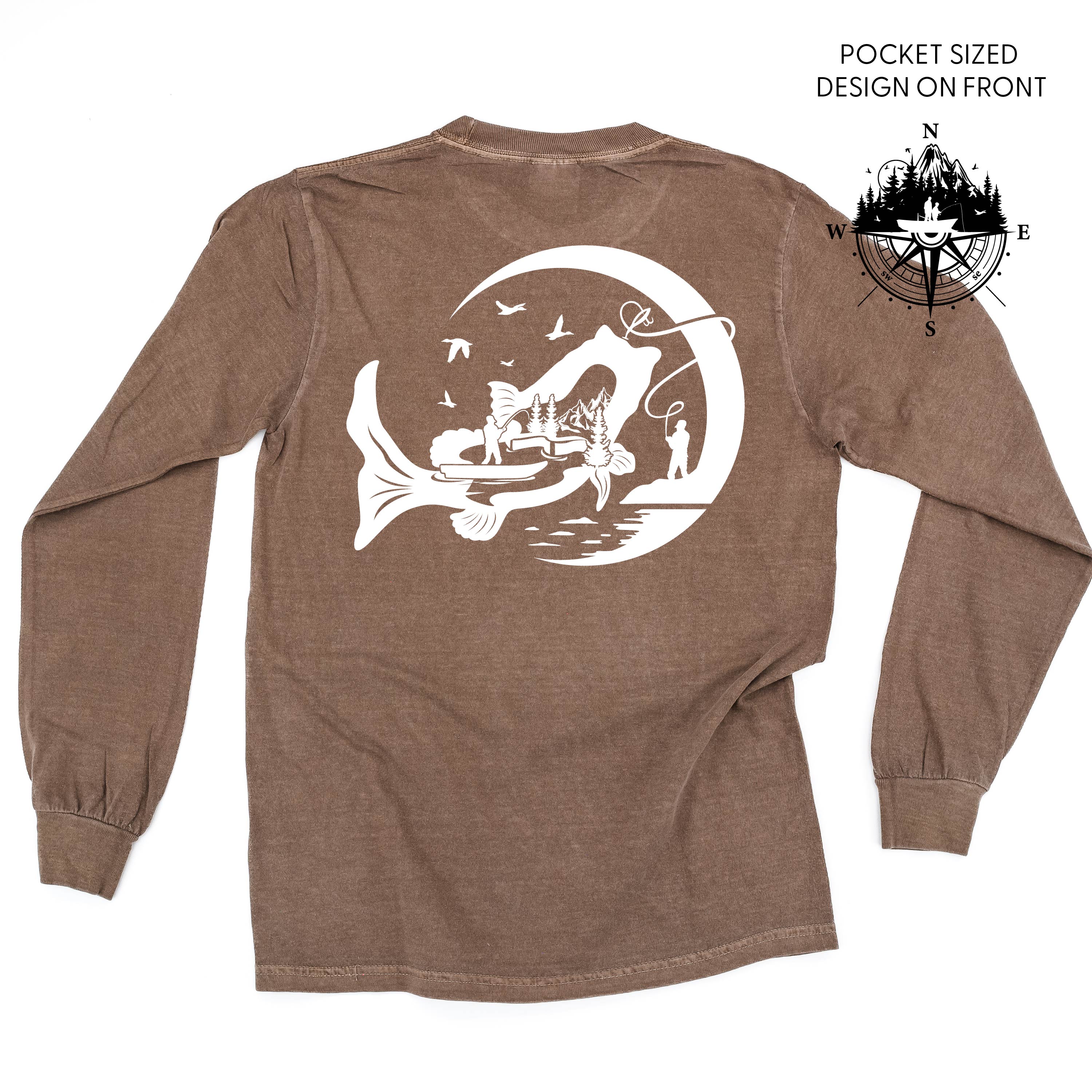Fishing Compass - Fishing Scene (pf&amp;b) - Long Sleeve Comfort Colors Tee