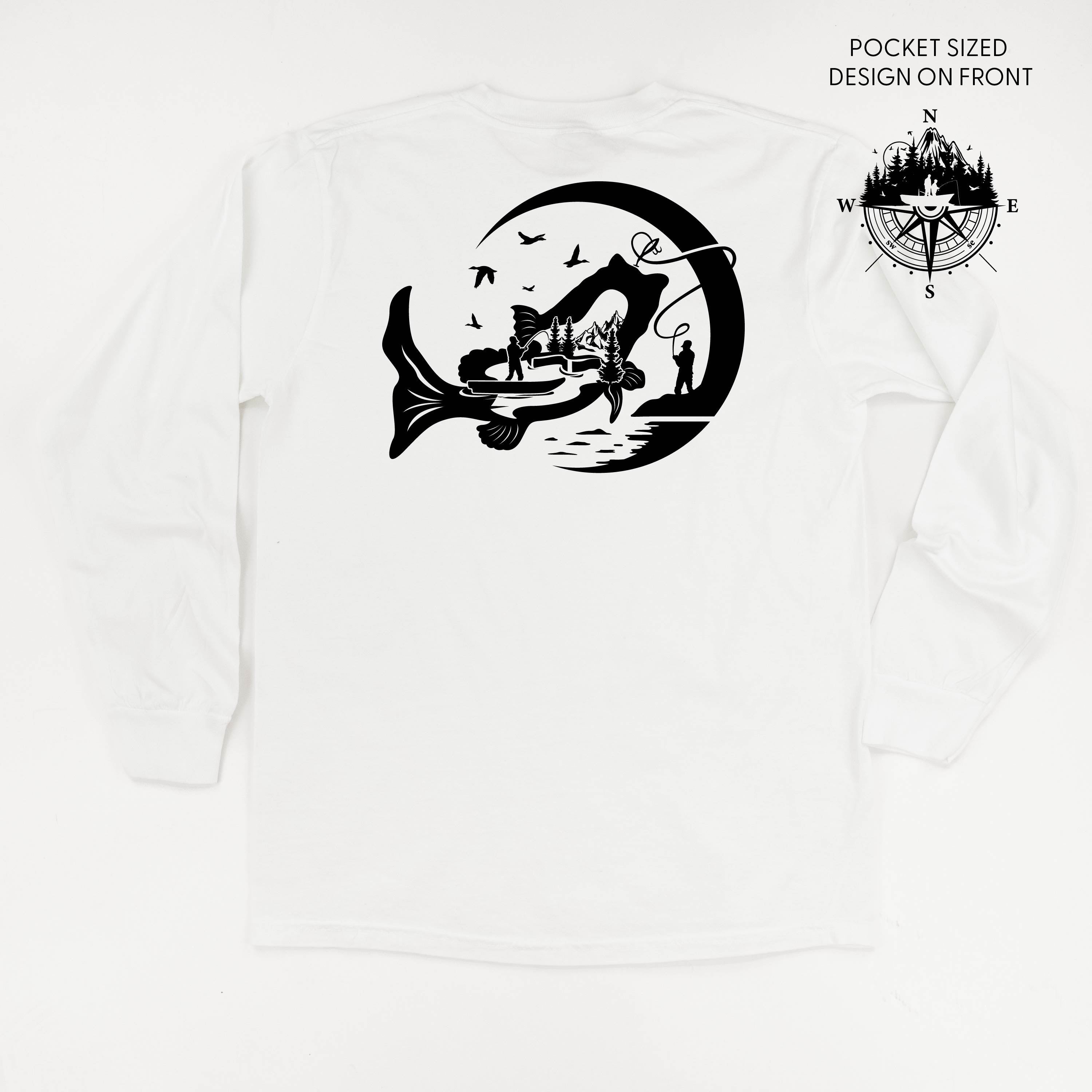 Fishing Compass - Fishing Scene (pf&amp;b) - Long Sleeve Comfort Colors Tee