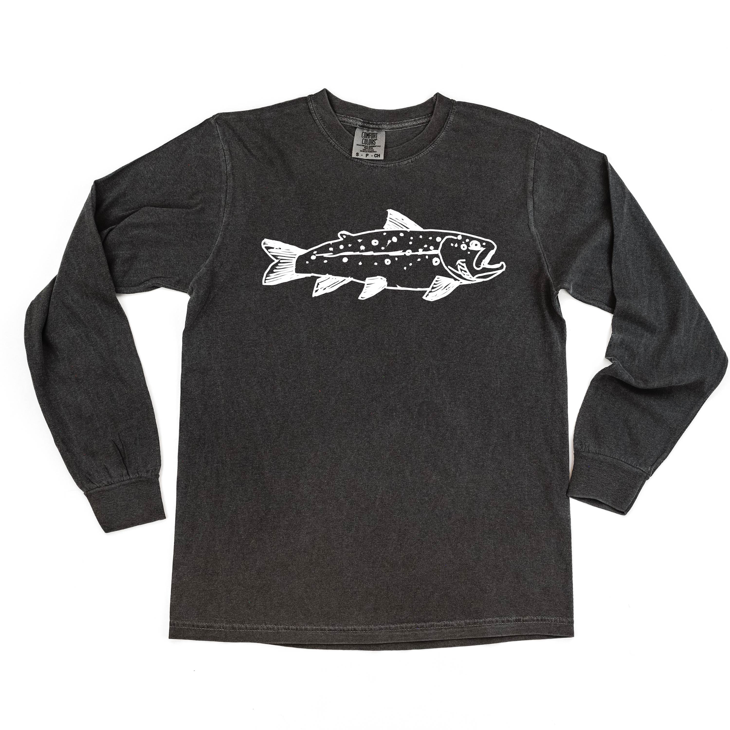 Hand Drawn Brook Trout - Long Sleeve Comfort Colors Tee