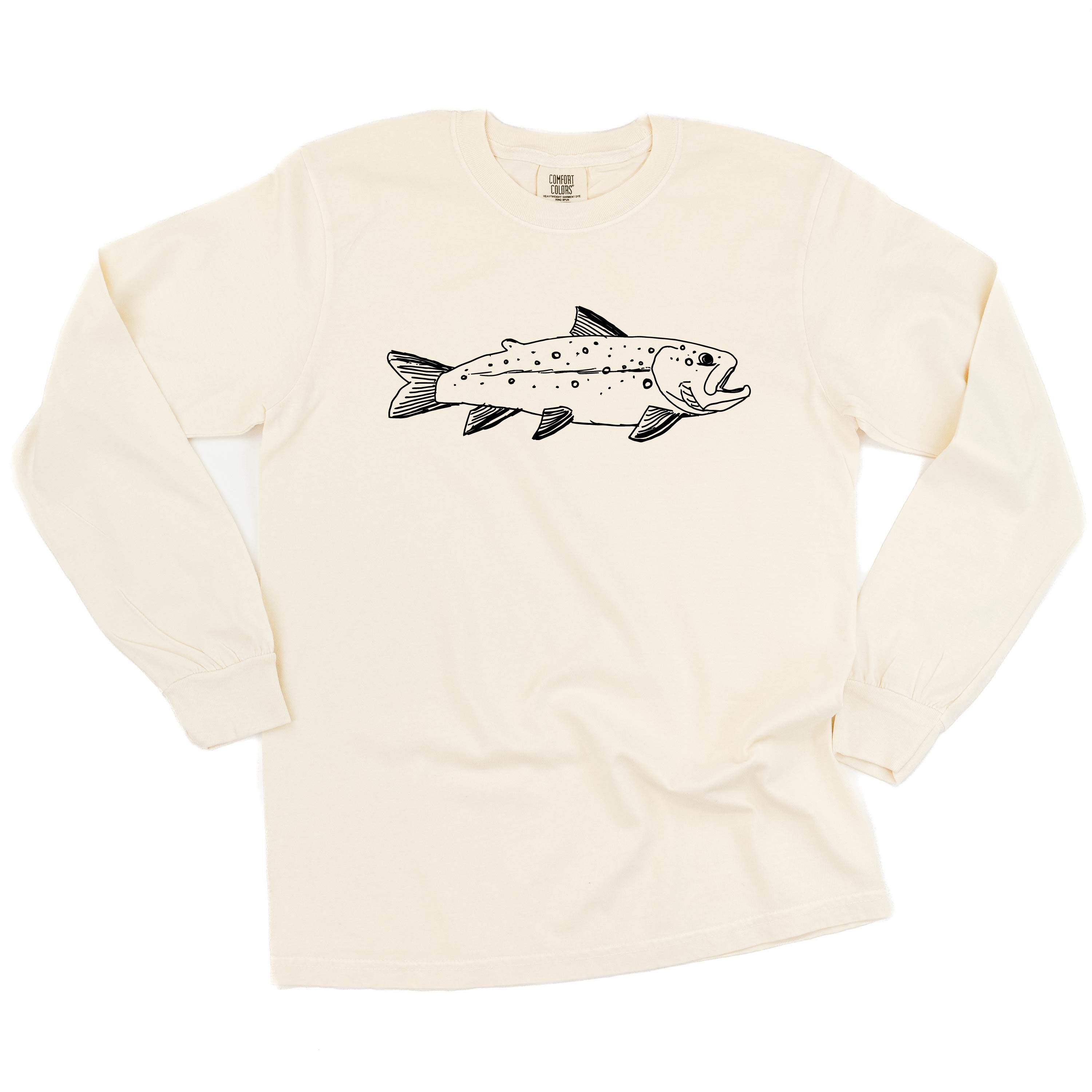 Hand Drawn Brook Trout - Long Sleeve Comfort Colors Tee