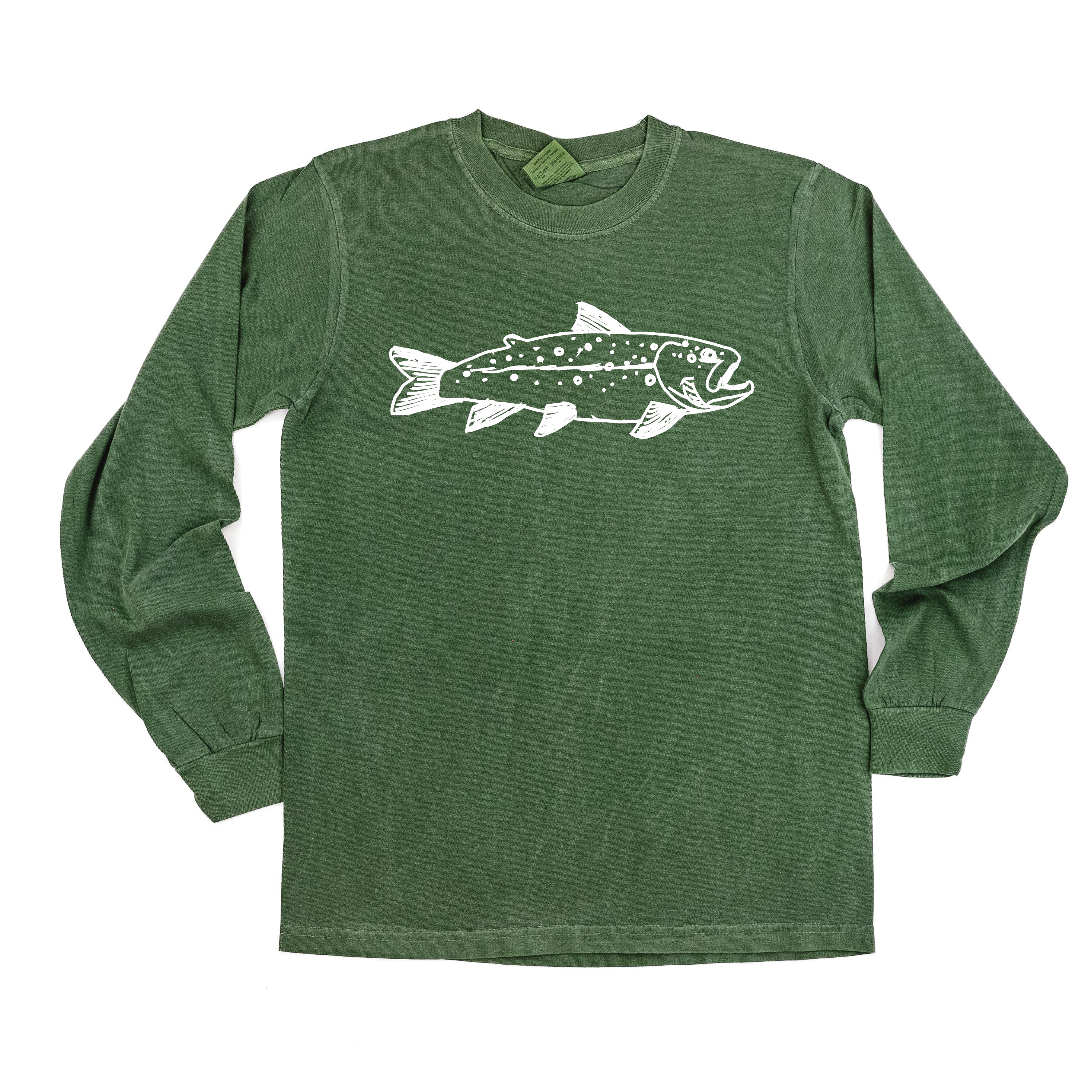 Hand Drawn Brook Trout - Long Sleeve Comfort Colors Tee