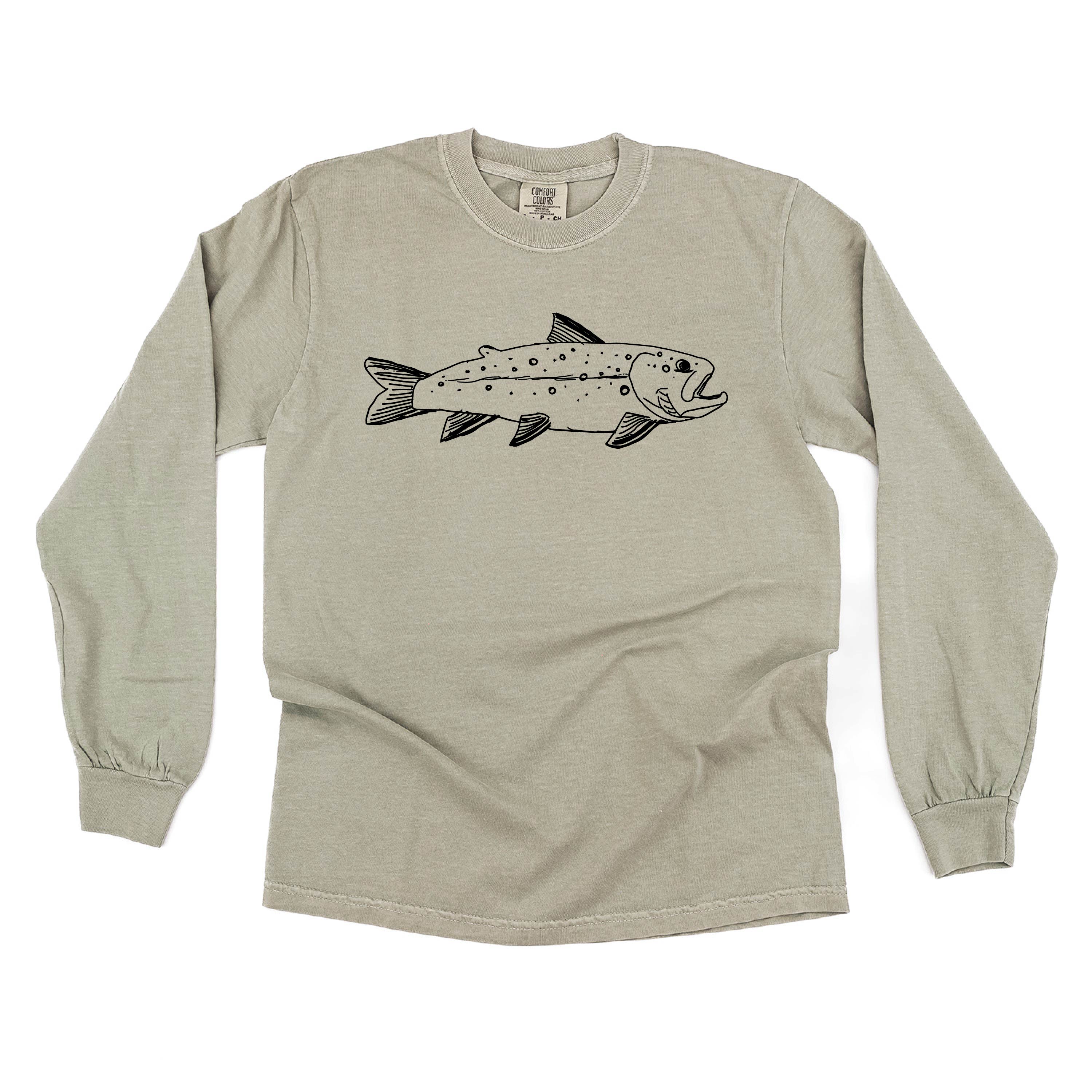 Hand Drawn Brook Trout - Long Sleeve Comfort Colors Tee