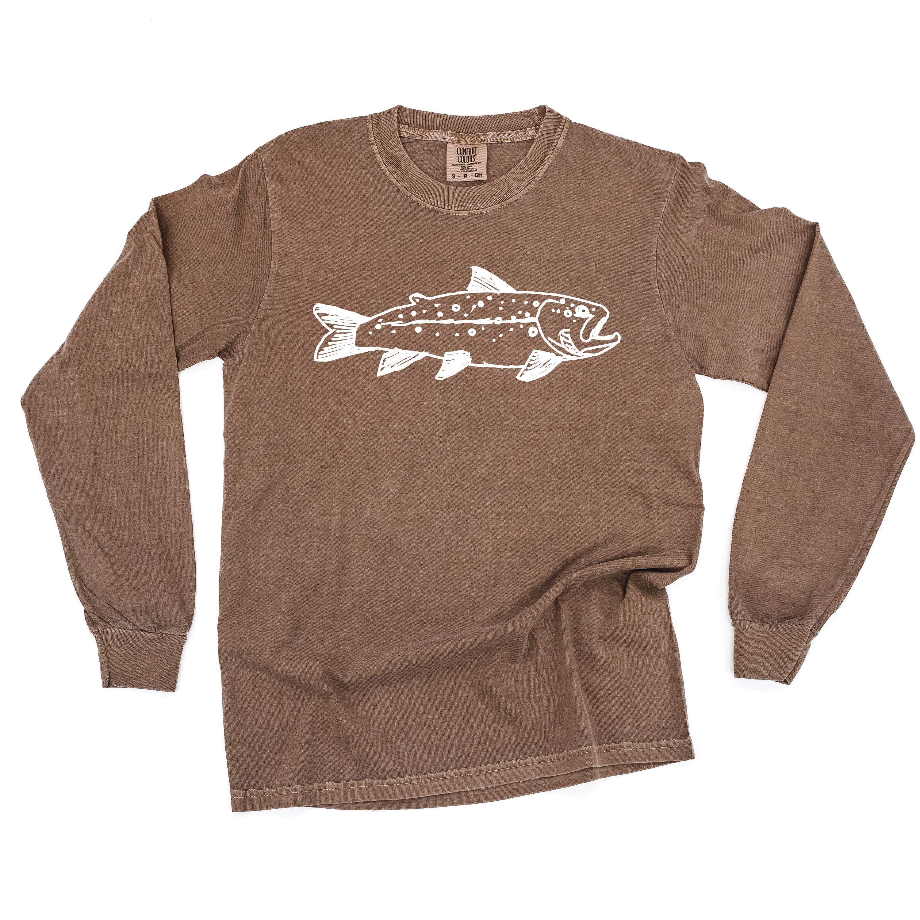 Hand Drawn Brook Trout - Long Sleeve Comfort Colors Tee