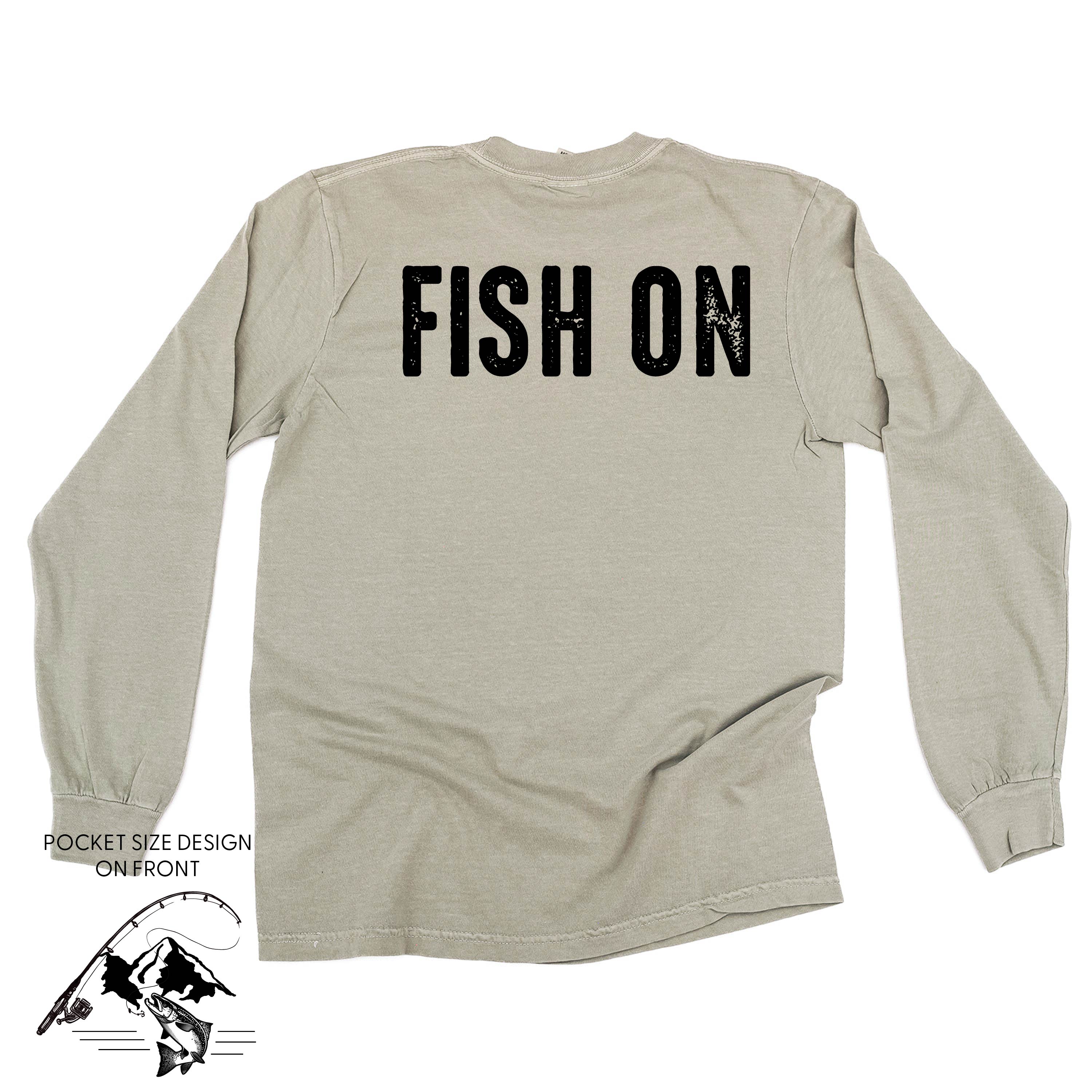 Mountain Fish &amp;amp; Pole - Fish On (pf&amp;amp;b) - LONG SLEEVE Comfort Colors Tee