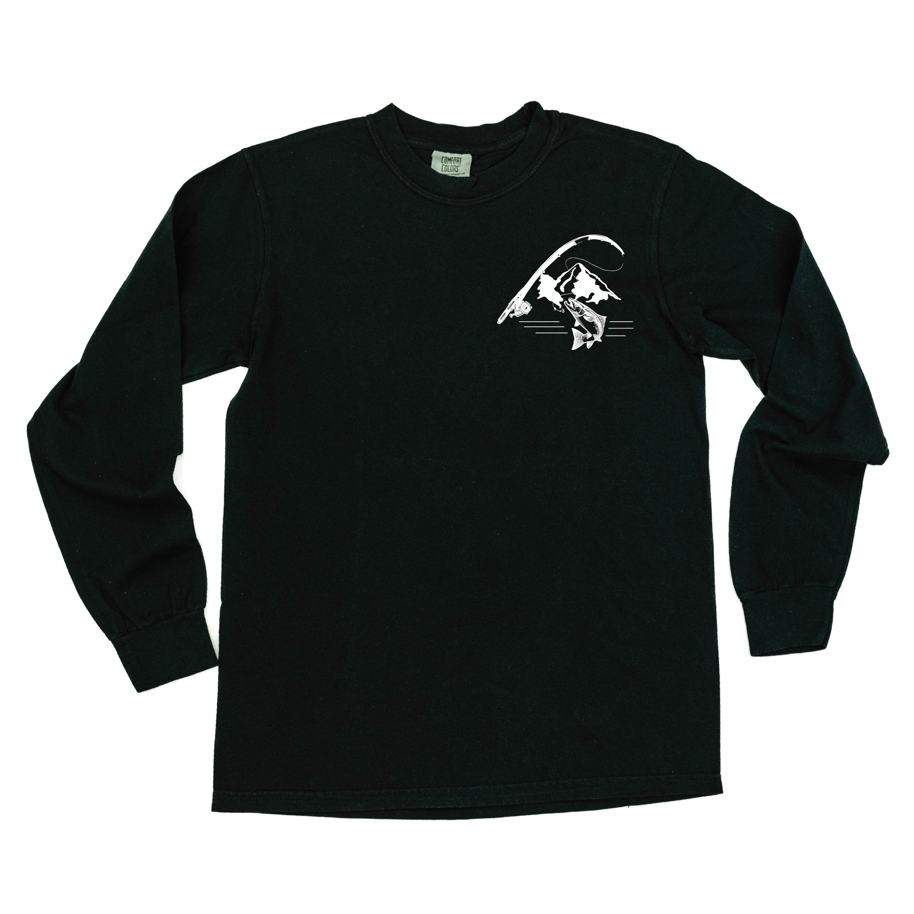Mountain Fish &amp; Pole - Fish On (pf&amp;b) - LONG SLEEVE Comfort Colors Tee