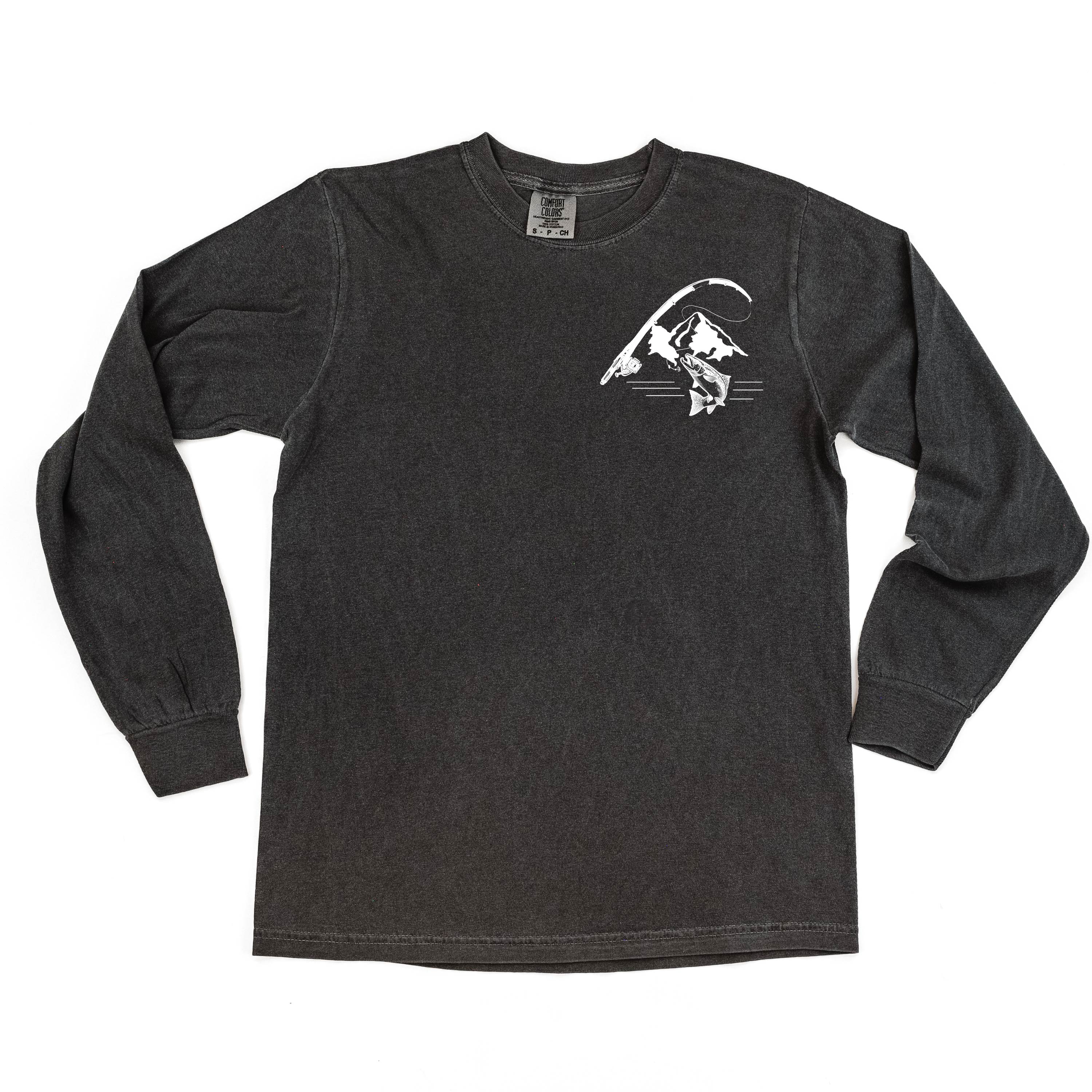 Mountain Fish &amp; Pole - Fish On (pf&amp;b) - LONG SLEEVE Comfort Colors Tee