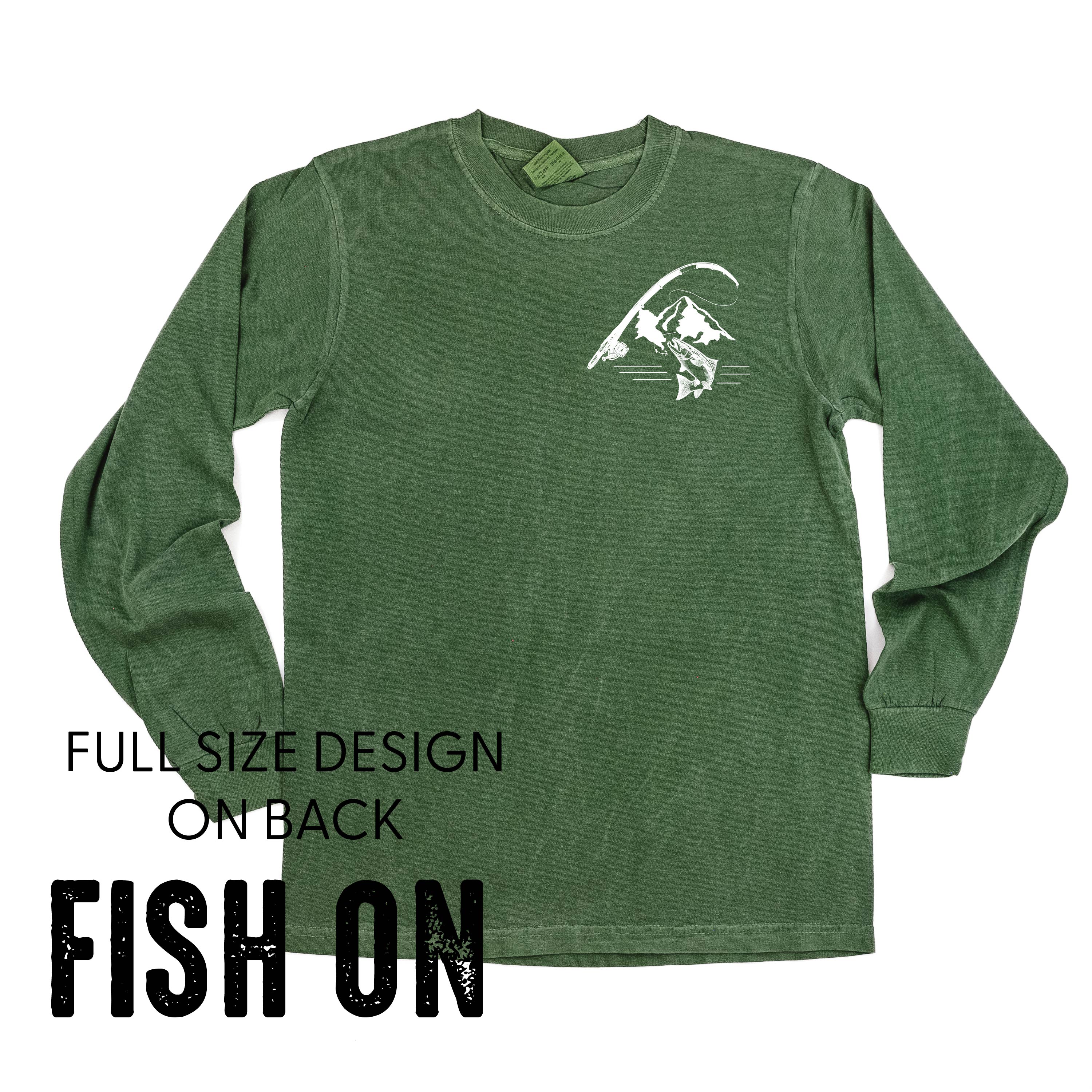 Mountain Fish &amp; Pole - Fish On (pf&amp;b) - LONG SLEEVE Comfort Colors Tee