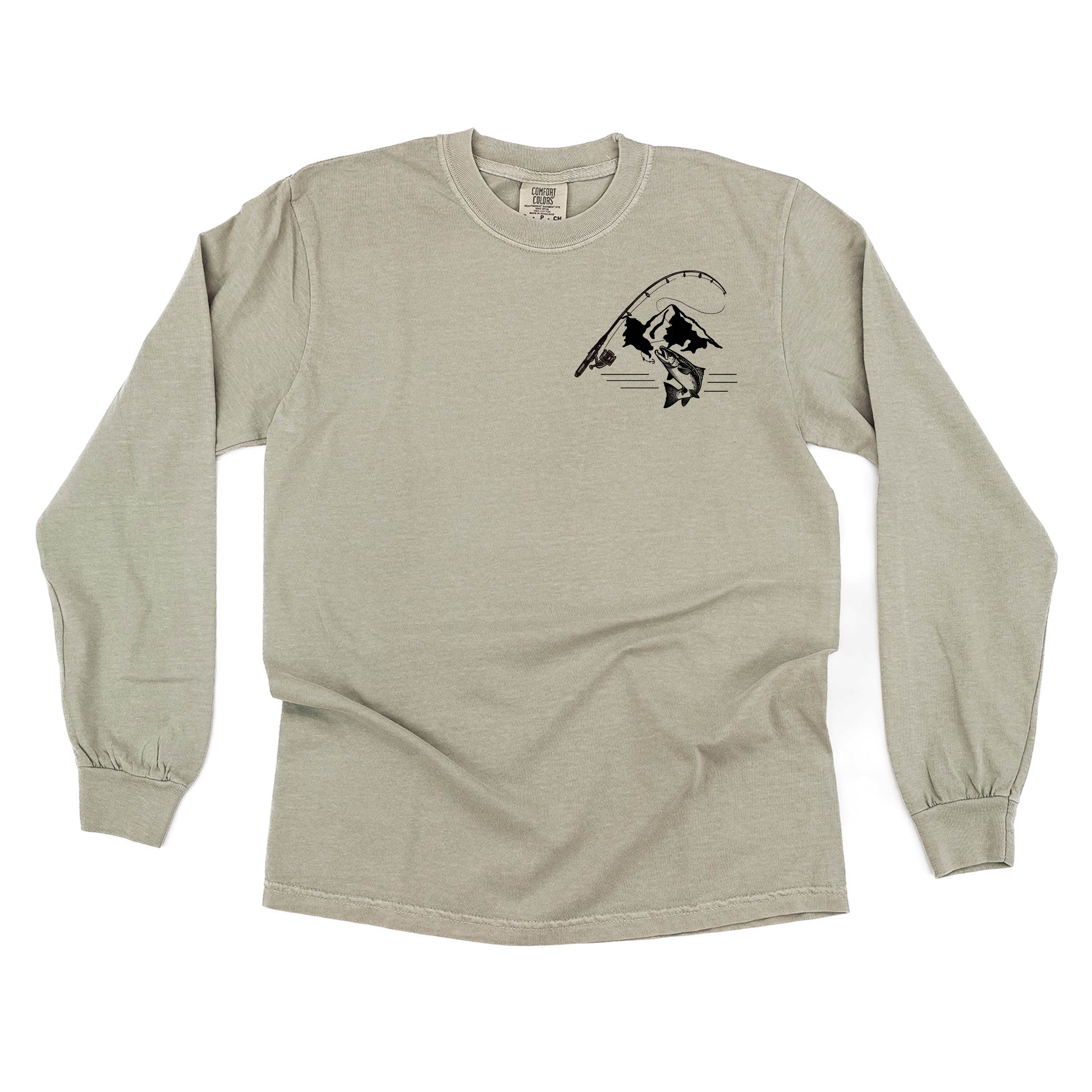 Mountain Fish &amp; Pole - Fish On (pf&amp;b) - LONG SLEEVE Comfort Colors Tee
