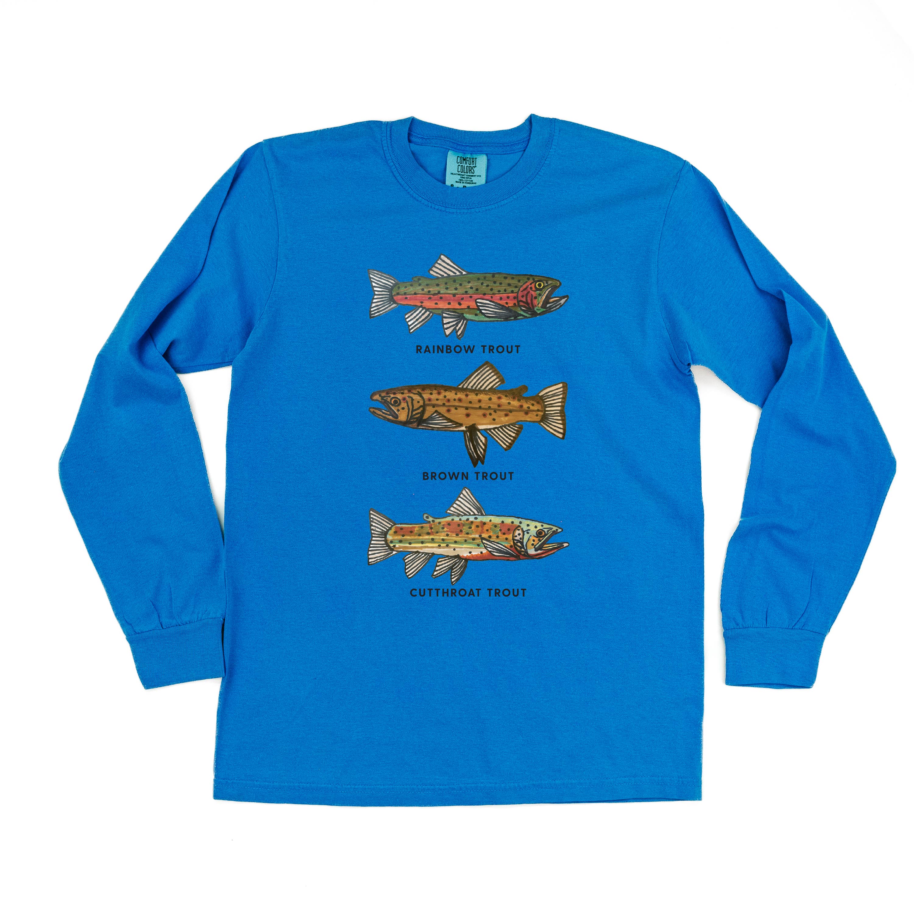 Trout Chart - Hand Drawn - LONG SLEEVE Comfort Colors Tee