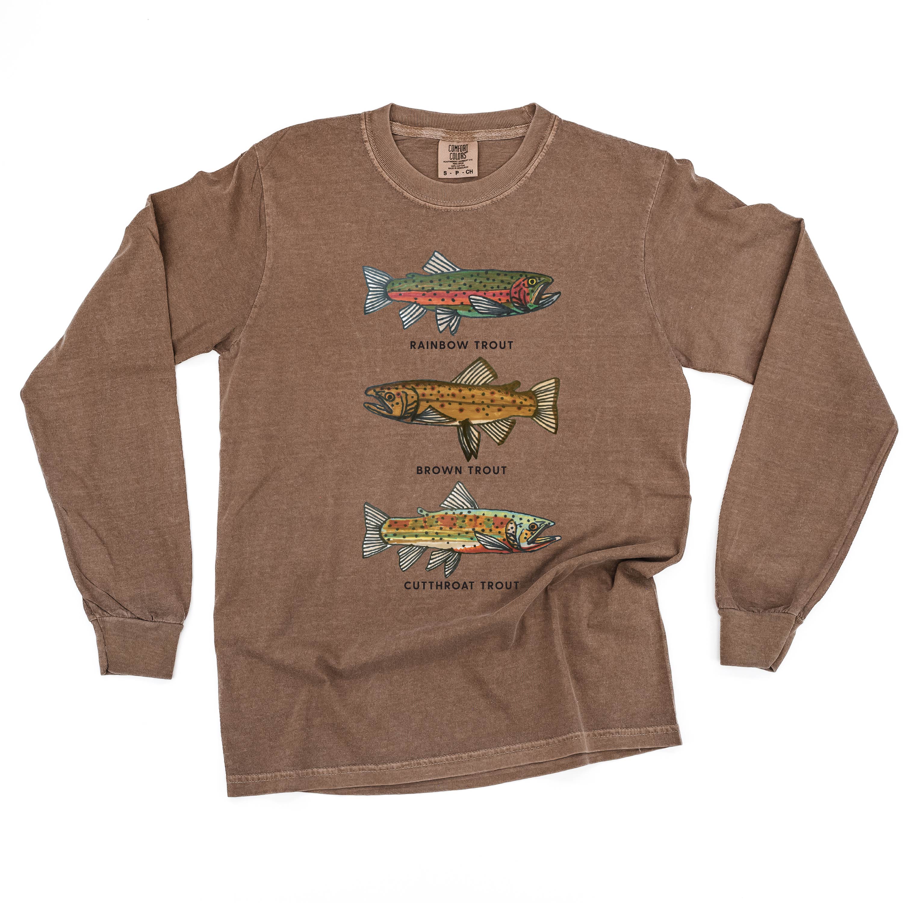 Trout Chart - Hand Drawn - LONG SLEEVE Comfort Colors Tee