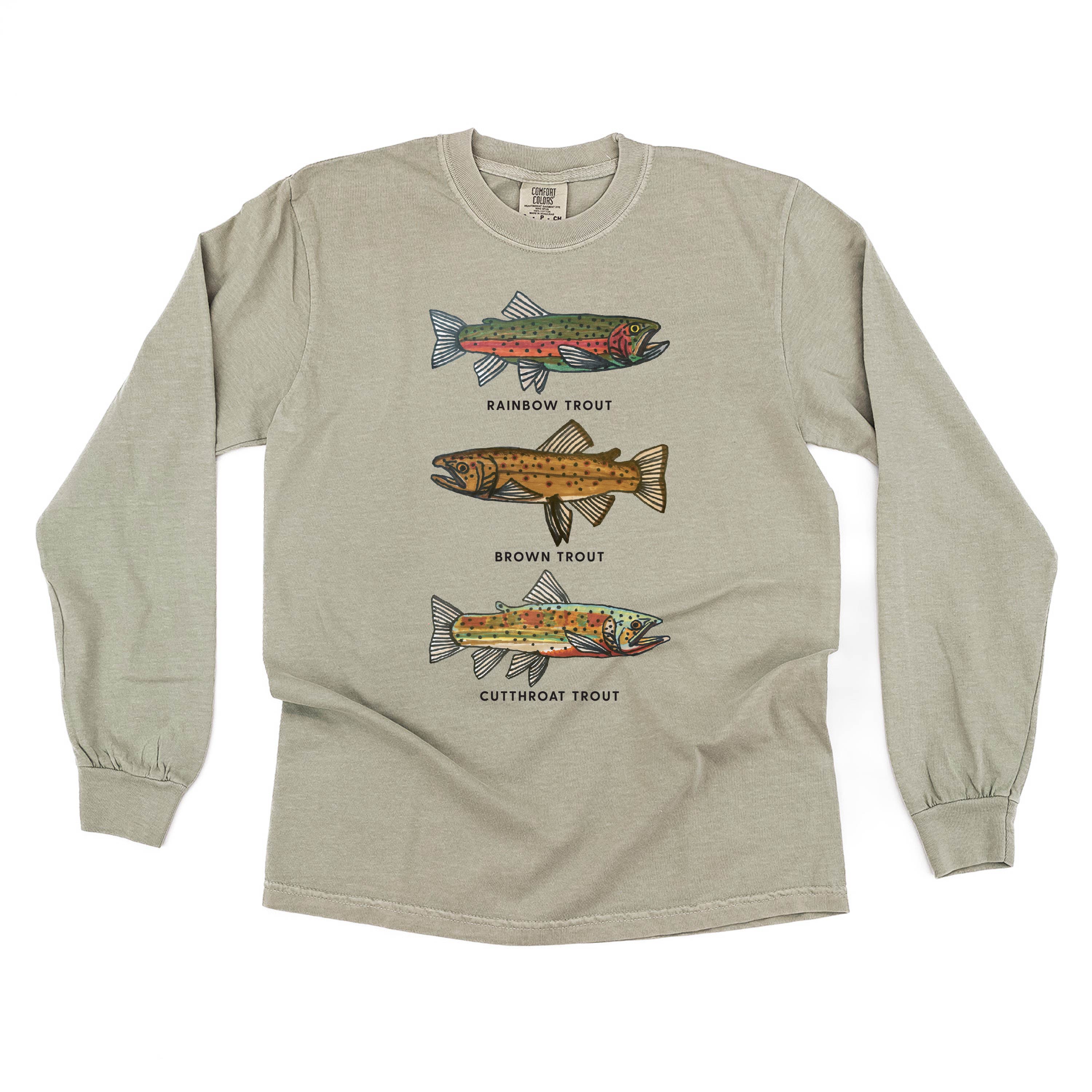Trout Chart - Hand Drawn - LONG SLEEVE Comfort Colors Tee