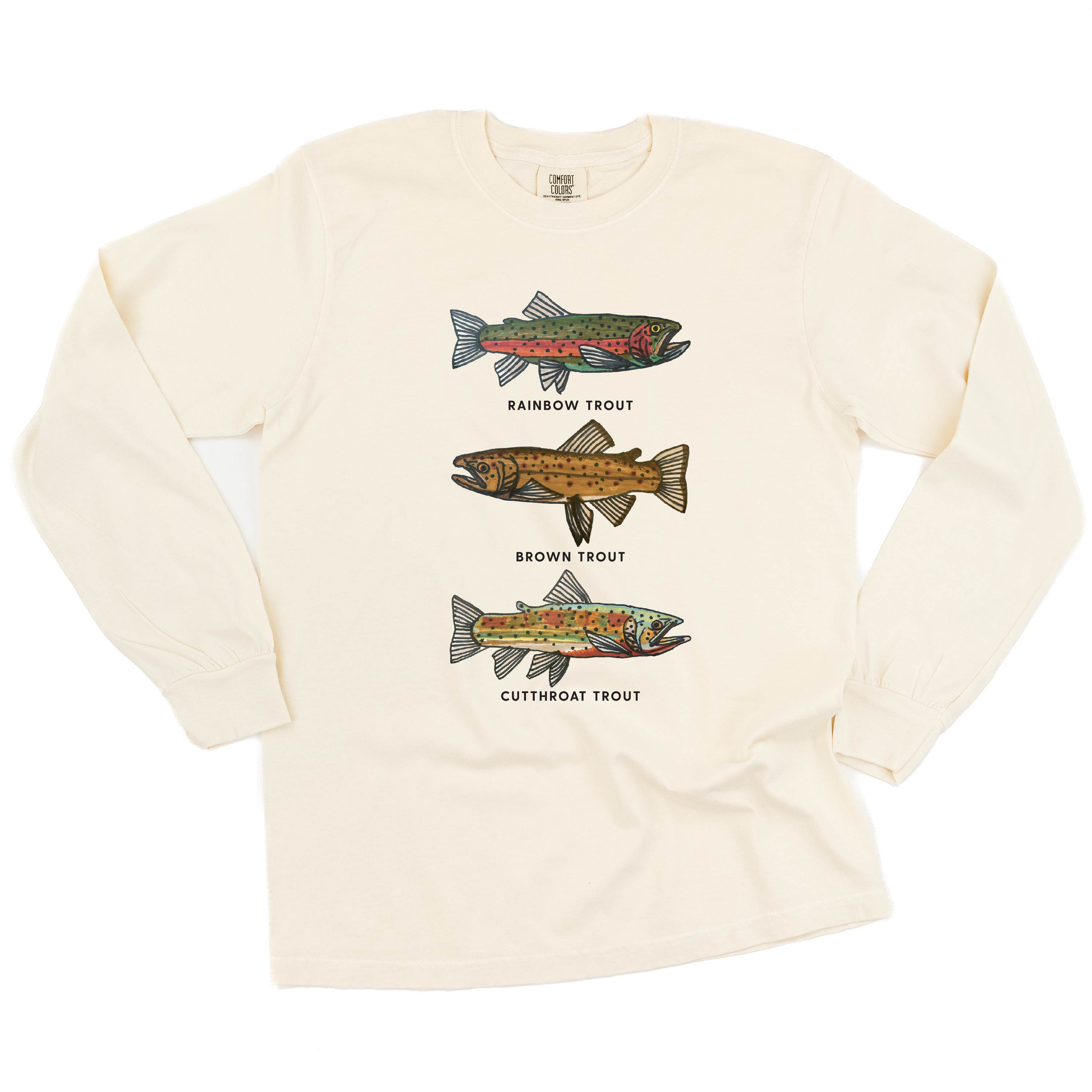 Trout Chart - Hand Drawn - LONG SLEEVE Comfort Colors Tee